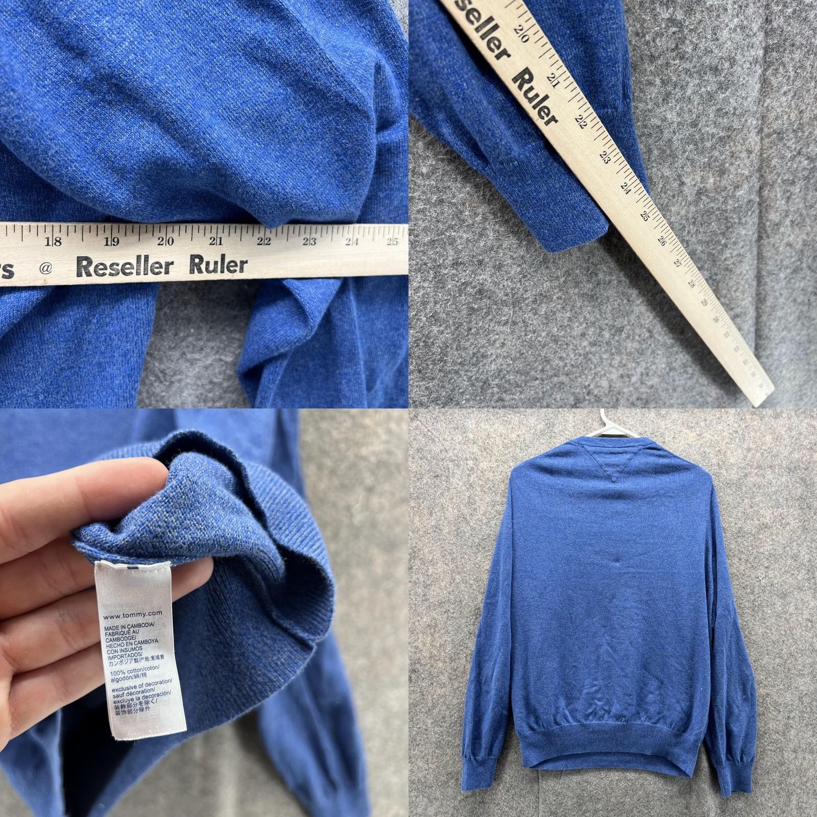Tommy Hilfiger Tommy Hilfiger Sweater Men Large Blue Pullover V-Neck Cotton Size US L / EU 52-54 / 3 - 8 Thumbnail