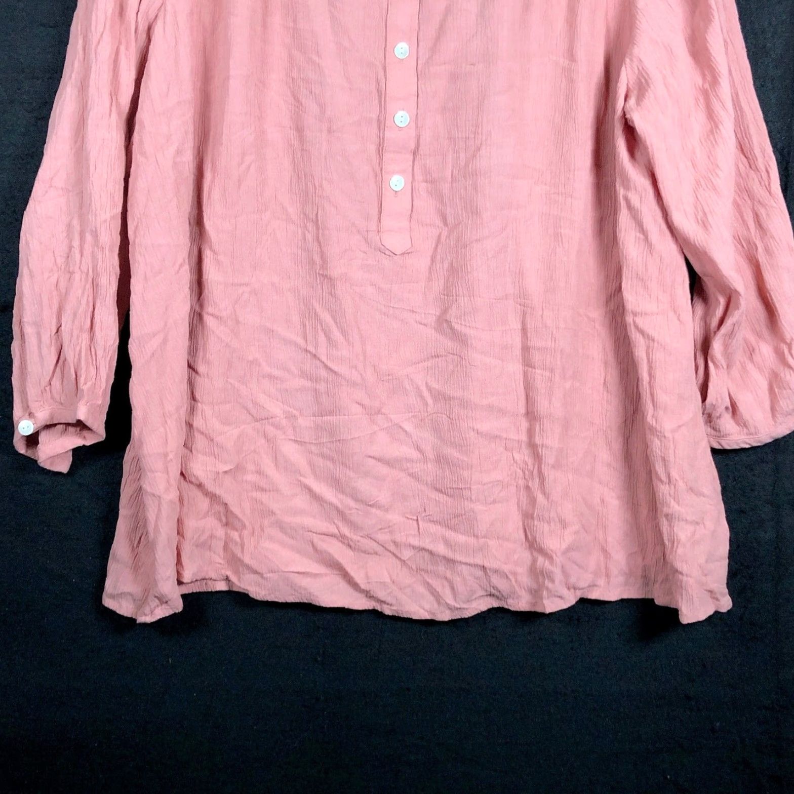 Vintage Pure Jill Shirt Womens Blush Pink 100% Viscose Long Sleeve Henley Large Size L / US 10 / IT 46 - 3 Thumbnail