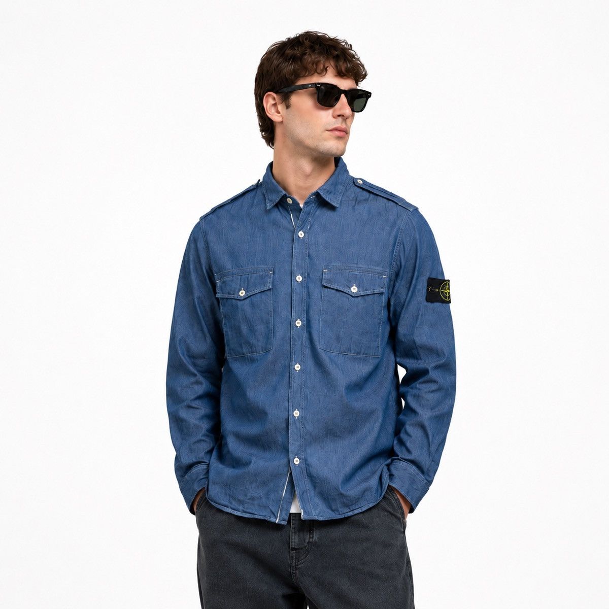Stone Island Stone Island Luxury Button Up Shirt Patch Size XL Size US XL / EU 56 / 4 - 1 Thumbnail