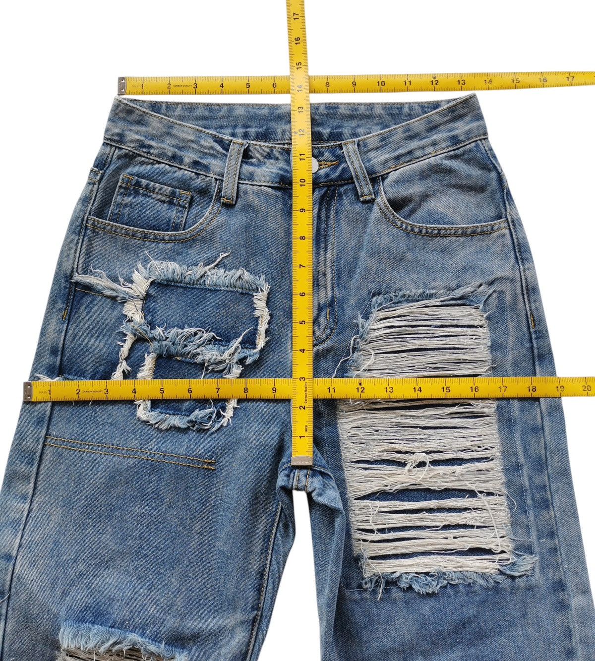 Kapital ROMWE Y2K Distressed Patchwork Shredded Jeans Cyber Grunge Size 27" / US 4 / IT 40 - 9 Thumbnail