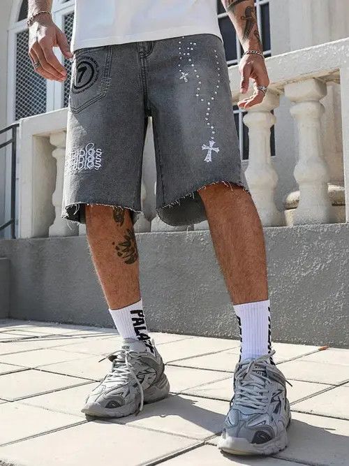 Jean DRIP washed Shorts Jorts jeans ripped Size US 30 / EU 46 - 3 Thumbnail