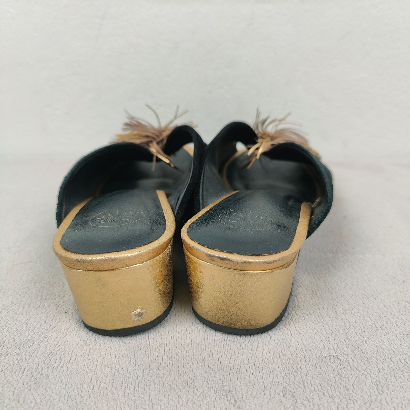 Other Carolina K Offbeat Mules Womens 9 Black Suede Leather Gold Size US 9 / IT 39 - 7 Thumbnail