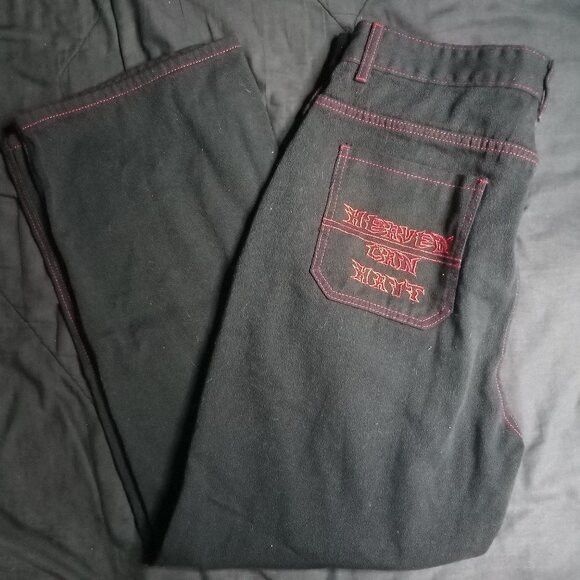 Other Vintage Y2K Baggy Heaven Can Wait Embroidered Denim Jeans Size US 34 / EU 50 - 1 Thumbnail