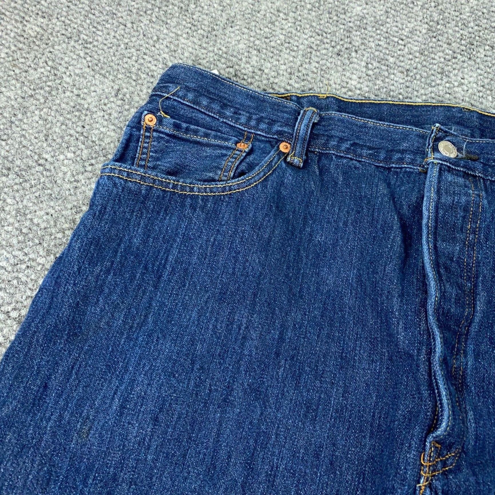 Levi's Levi's 501 Jeans Mens 42x32 Dark Blue Straight Denim Regular Fit 5-Pocket Distressed Size US 42 / EU 58 - 4 Thumbnail