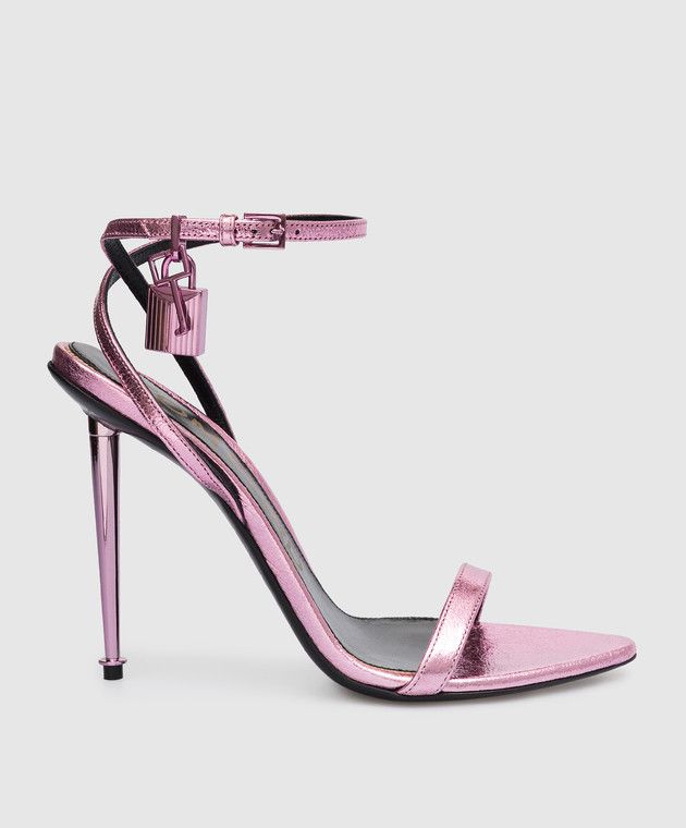 Tom Ford o1loc1c0924 W2748J Padlock Naked Sandals in Metalic Pink Size US 8 / IT 38 - 1 Thumbnail