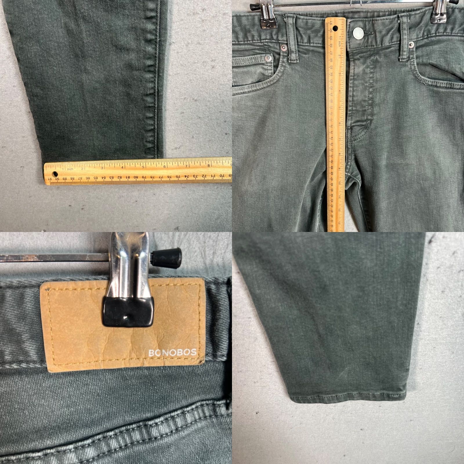 Bonobos BONOBOS Jeans Slim 31x30 Men Green Denim Cotton Blend 5-Pocket Inseam 30 Retro Preppy Style Mens Jeans Size US 31 - 8 Thumbnail