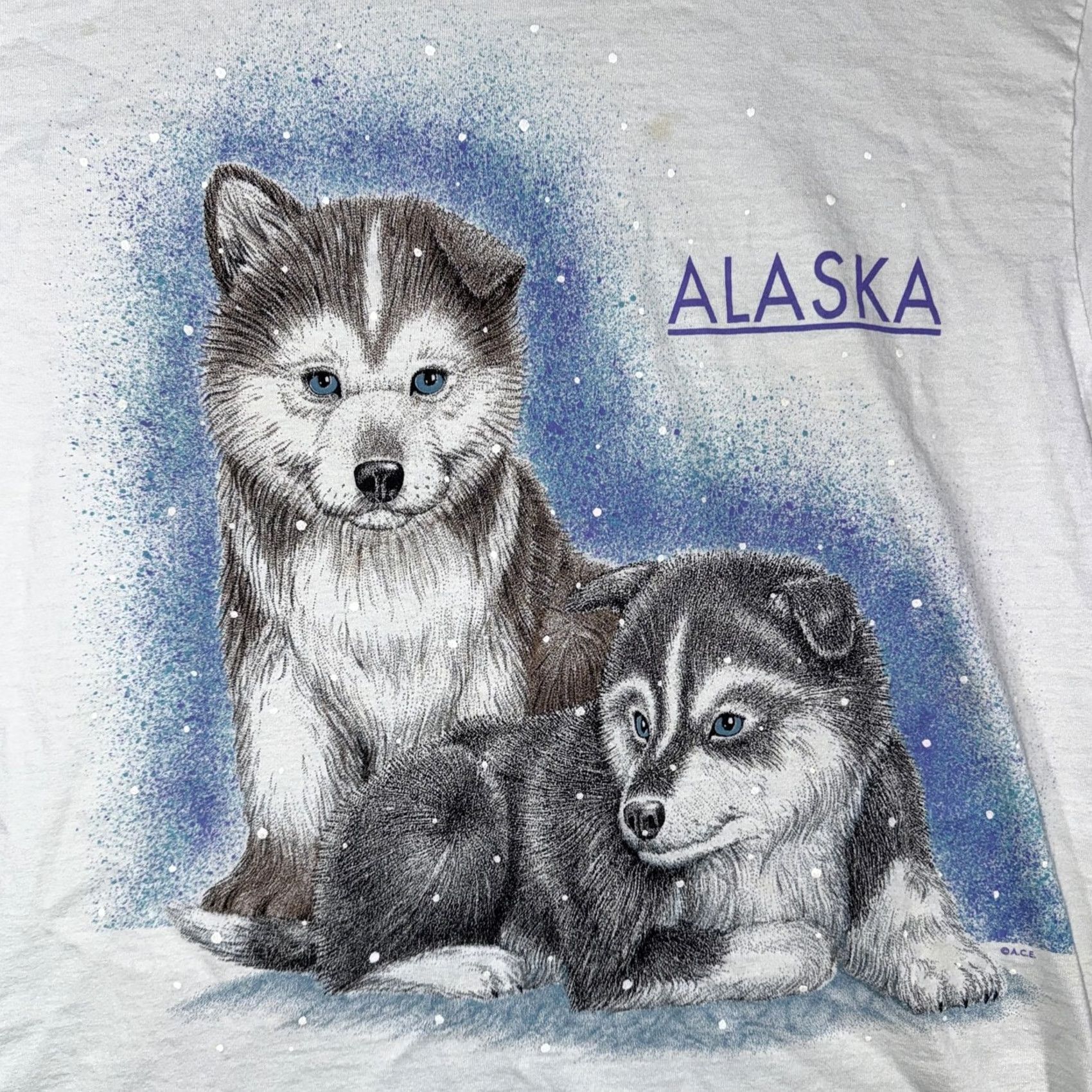 Anvil VINTAGE Alaska Husky Puppies Single Stitch T-Shirt Men's XL Anvil Size US XL / EU 56 / 4 - 4 Thumbnail