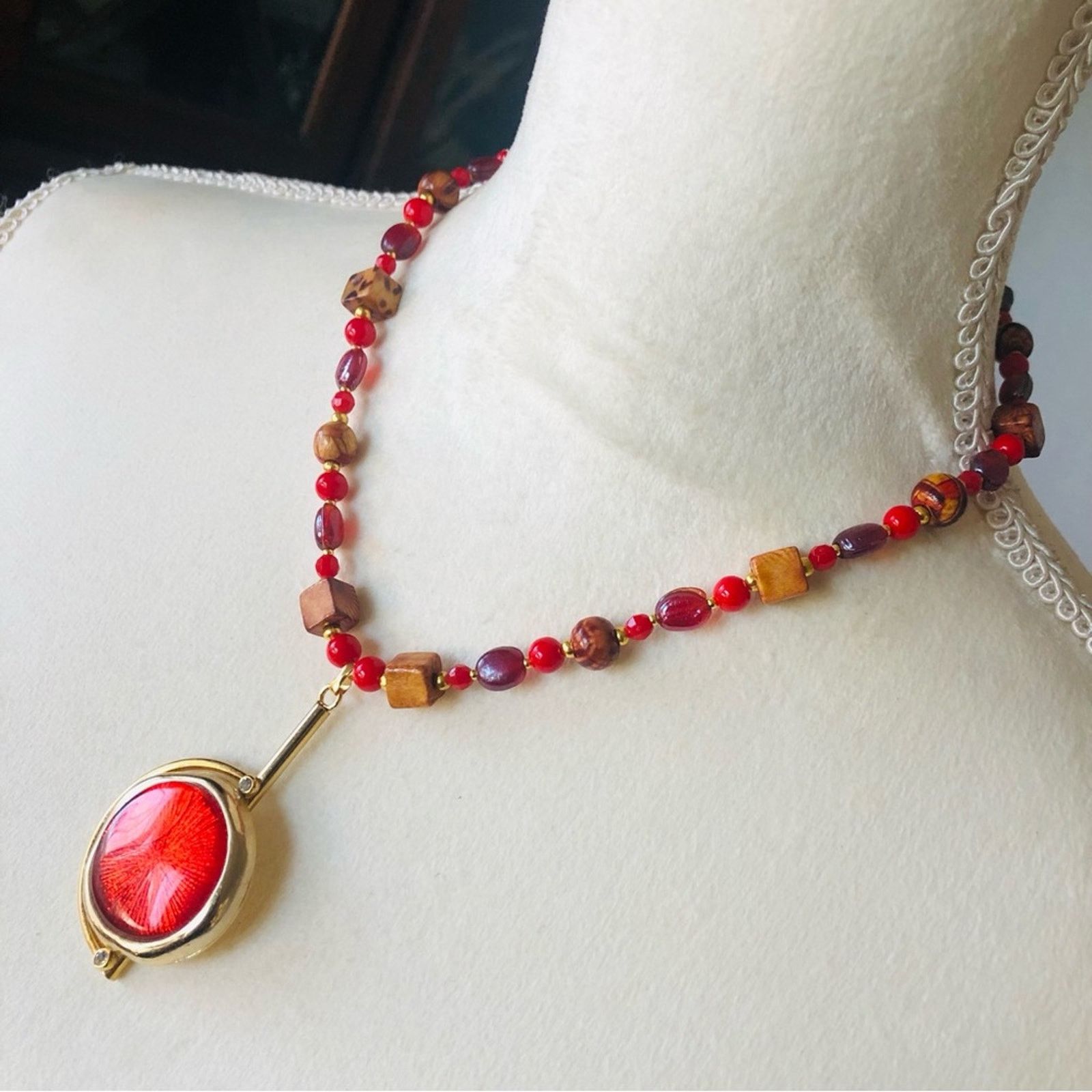 Handmade Handcrafted repurpose mixed bead crackle Pearl necklace Size ONE SIZE - 4 Thumbnail