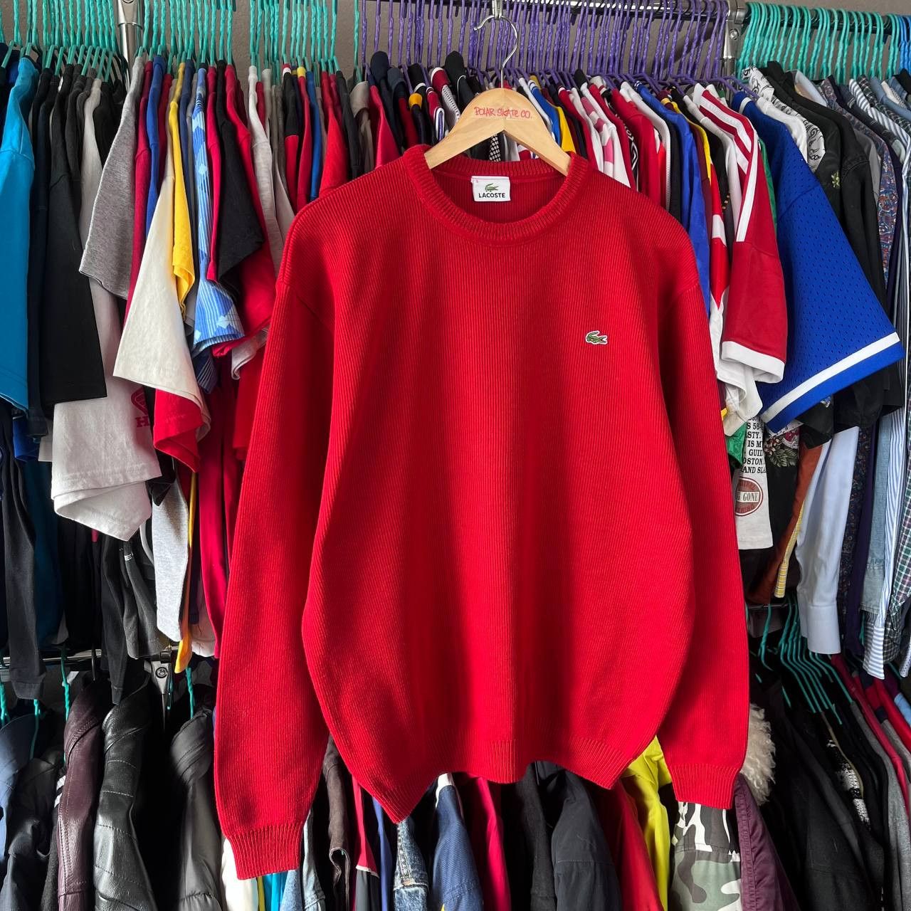 Lacoste Vintage Lacoste Red Sweater Jumper Pullover Size 6 Size US XL / EU 56 / 4 - 3 Thumbnail