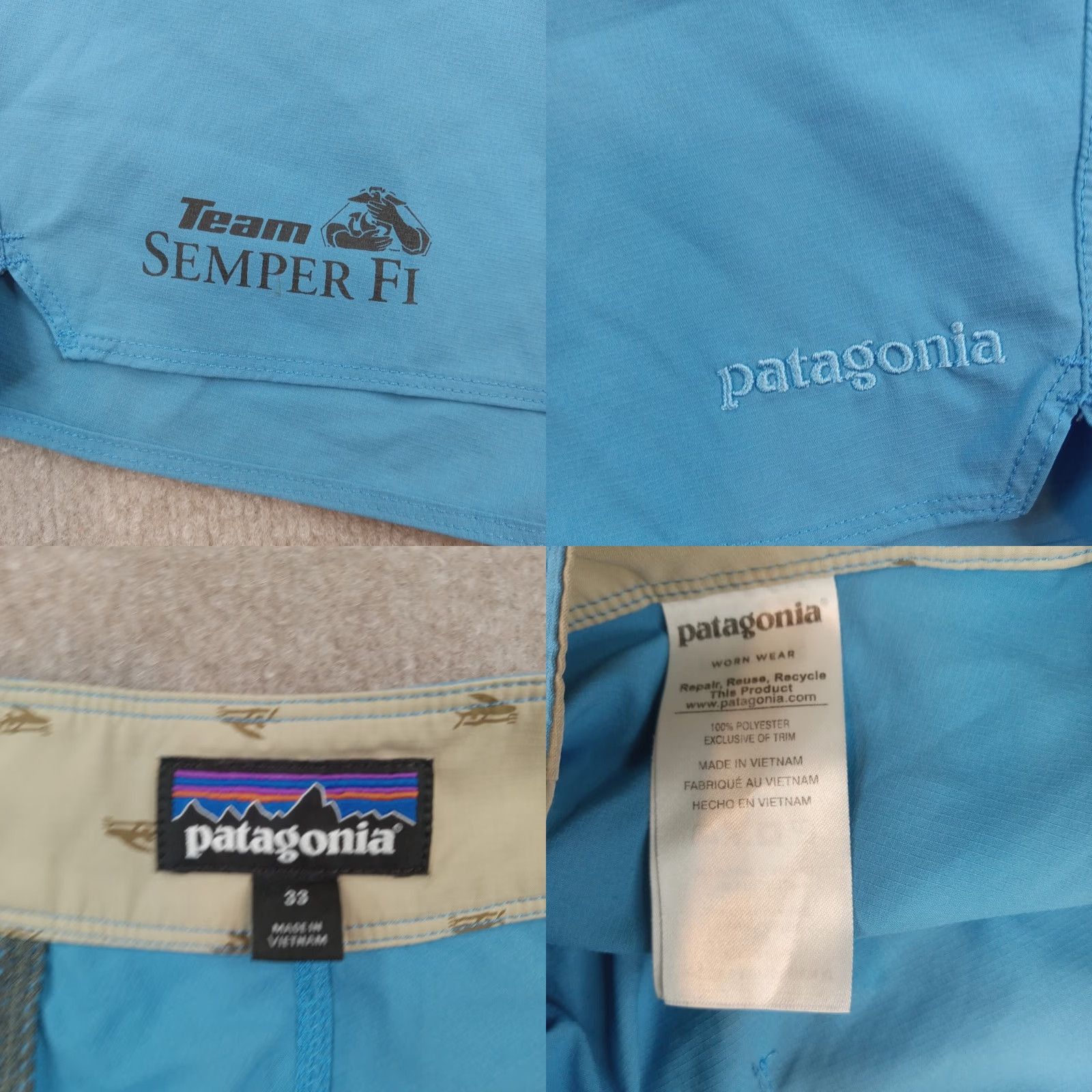 Patagonia Patagonia Shorts 33 Blue Drawstring Zip Pockets Summer Semper Fi Mens Size US 33 - 8 Thumbnail