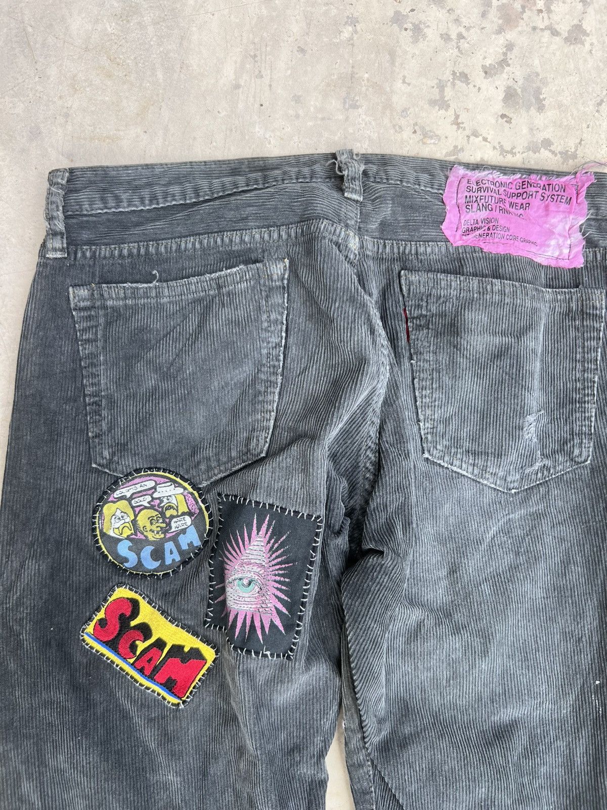 Japanese Brand DISTRESSED RNA Grunge Punk Patchwork Anarchy Corduroy Pants Size US 31 - 5 Thumbnail