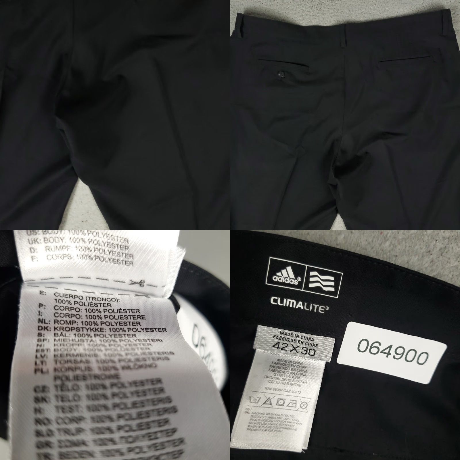 Adidas Adidas Pants Mens 42x30 Black Flat Front Chino Trousers Regular Size US 42 / EU 58 - 8 Thumbnail