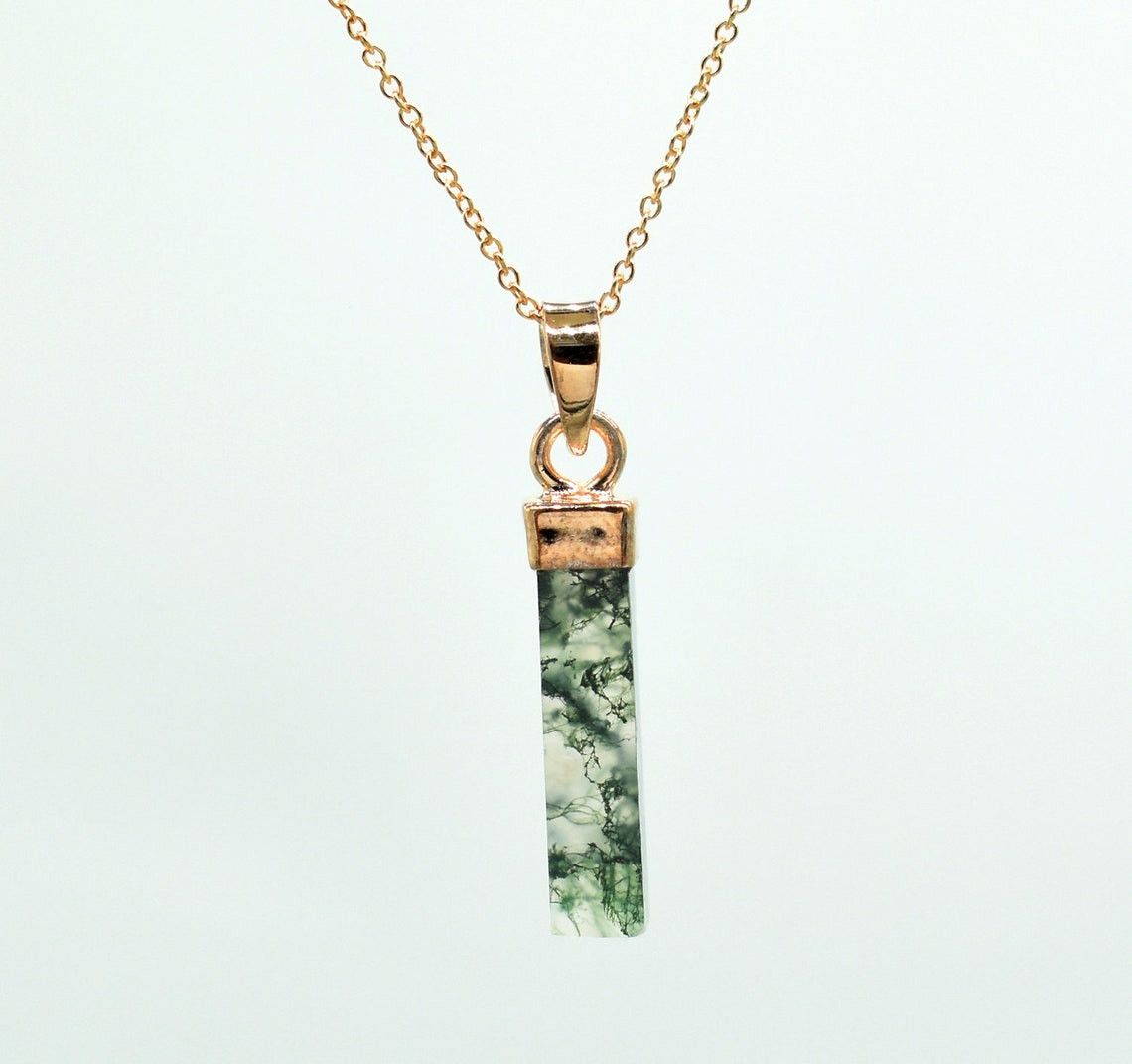 Handmade Genuine Moss Agate Pendant: 925 Sterling Silver Necklace Size ONE SIZE - 2 Thumbnail
