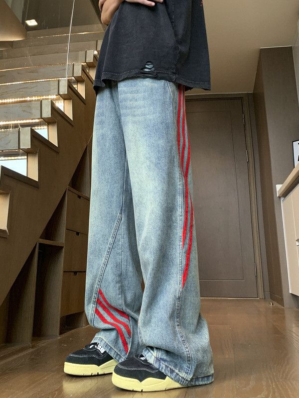 Japanese Brand Men's American street straight leg wide-leg striped jeans Size US 32 / EU 48 - 3 Thumbnail