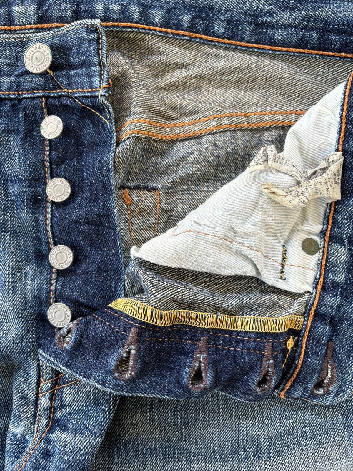 Levi's Y2K Levis 501 Mud Wash Distress Loose Jeans Size US 33 - 8 Thumbnail
