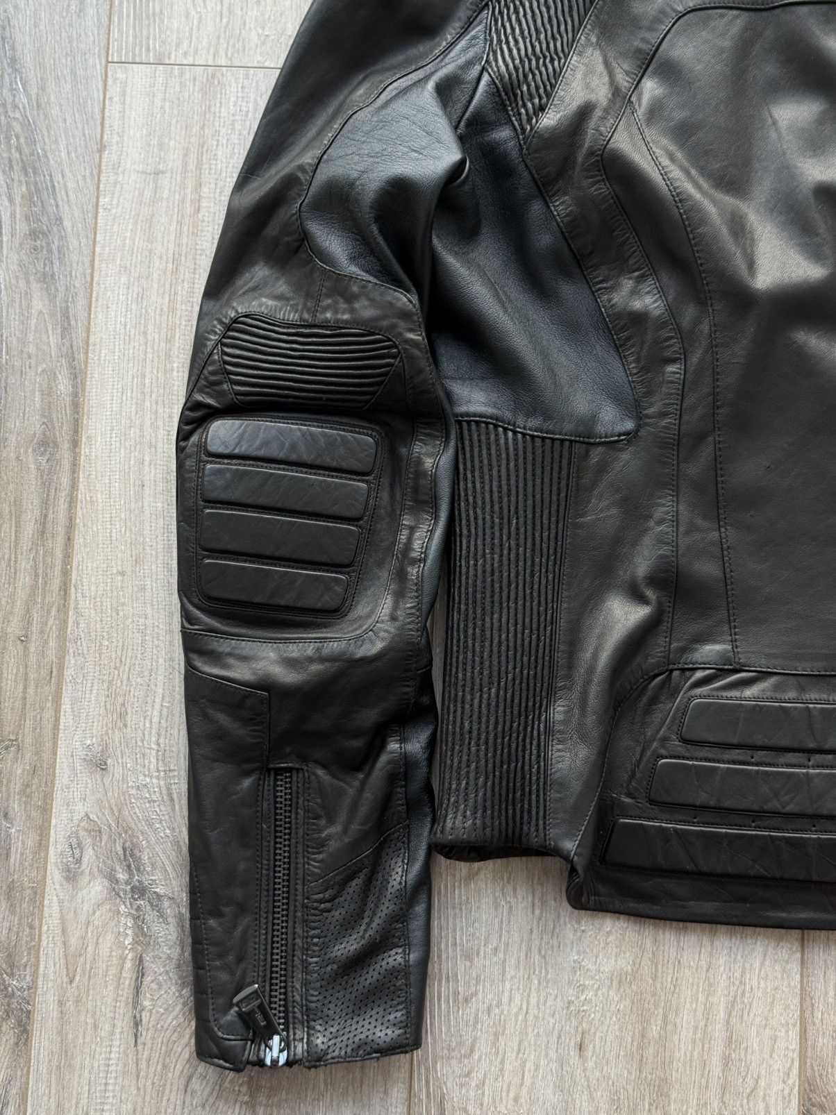Ralph Lauren Black Label ARCHIVE 5/5 LEATHER MOTO JACKET WITH RIBBED ARMOR DETAILING Size US M / EU 48-50 / 2 - 10 Thumbnail