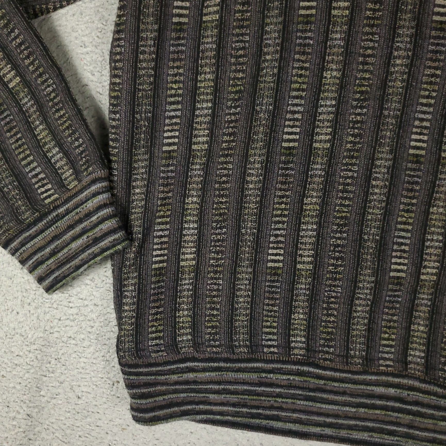 Vintage Jhane Barnes Sweater Mens Small Gray Striped V-Neck Pullover Sweatshirt Size US S / EU 44-46 / 1 - 3 Thumbnail