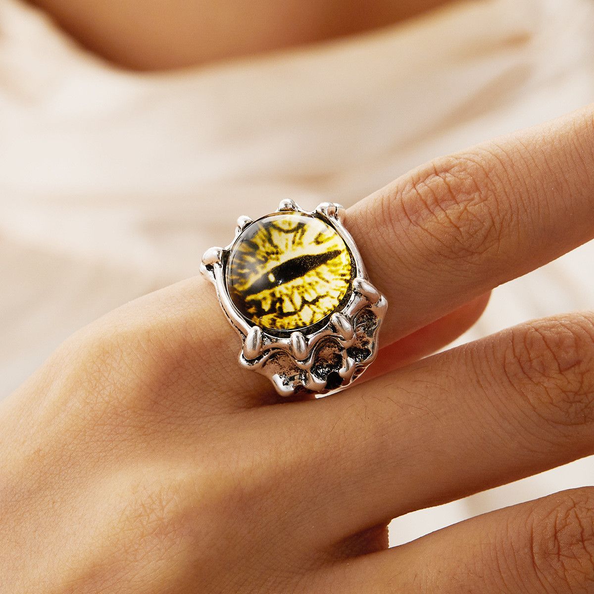 Jewelry Skeleton Devil's Eye Jewelry Rings Chrome Ring (Size 7-13) Size ONE SIZE - 6 Thumbnail
