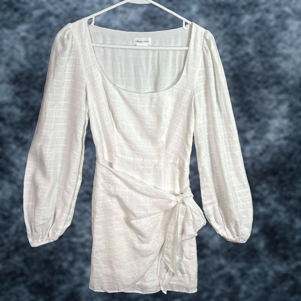 Vintage Lovers + Friends Dress Womens XS White One Shoulder Long Sleeve Tie Closure Mini Fashion Designer Party Cocktail Wedding Formal Size XS / US 0-2 / IT 36-38 - 1 Thumbnail