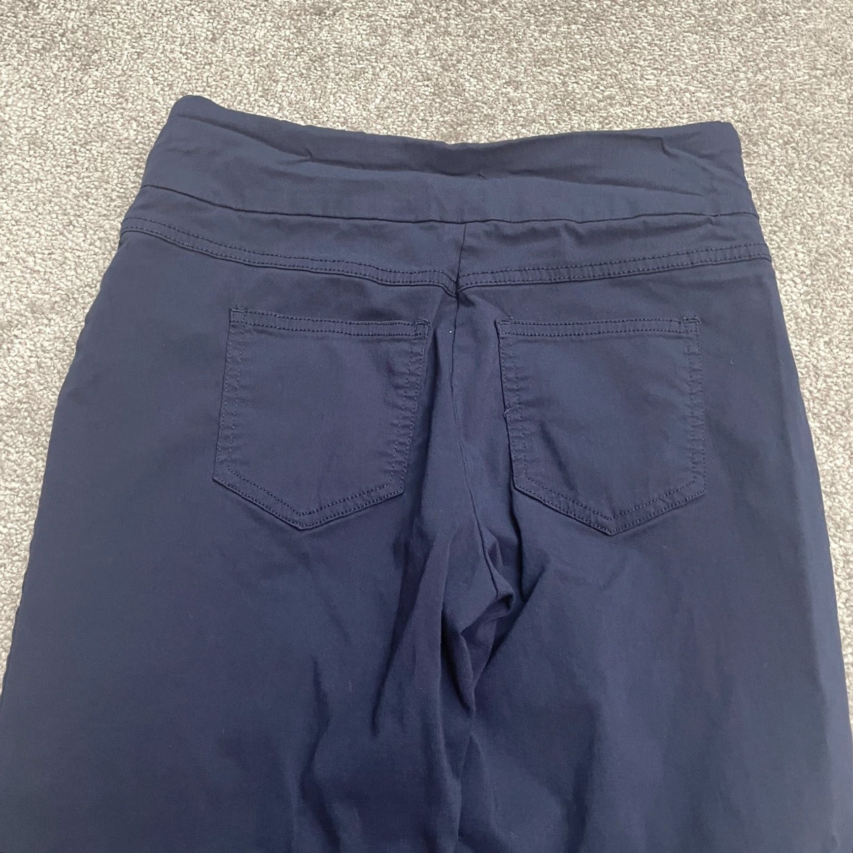 Vintage Ruby Rd. Petite Cropped Pants Womens 6P Navy Blue Straight Pocket Casual 28x18 Size 28" / US 6 / IT 42 - 3 Thumbnail