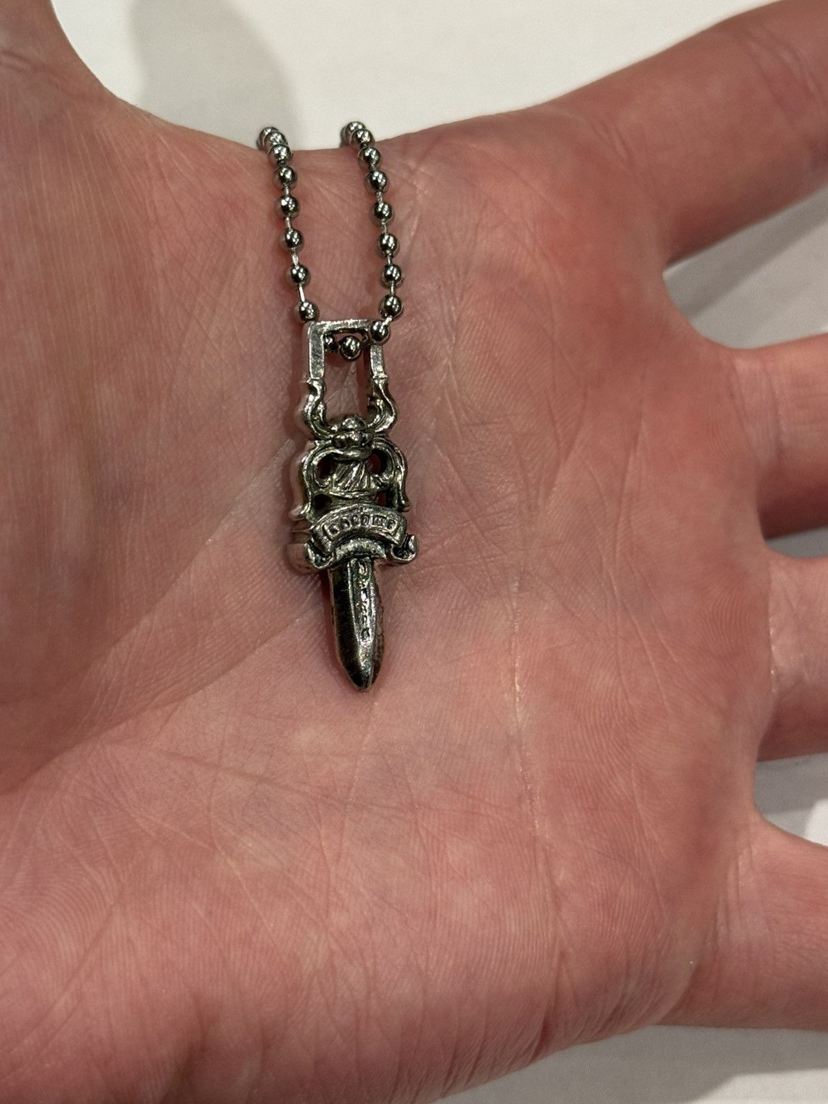 Chrome Hearts Chrome Hearts Rhodium Dagger Pendant Ball Chain Necklace 925 Size ONE SIZE - 4 Thumbnail