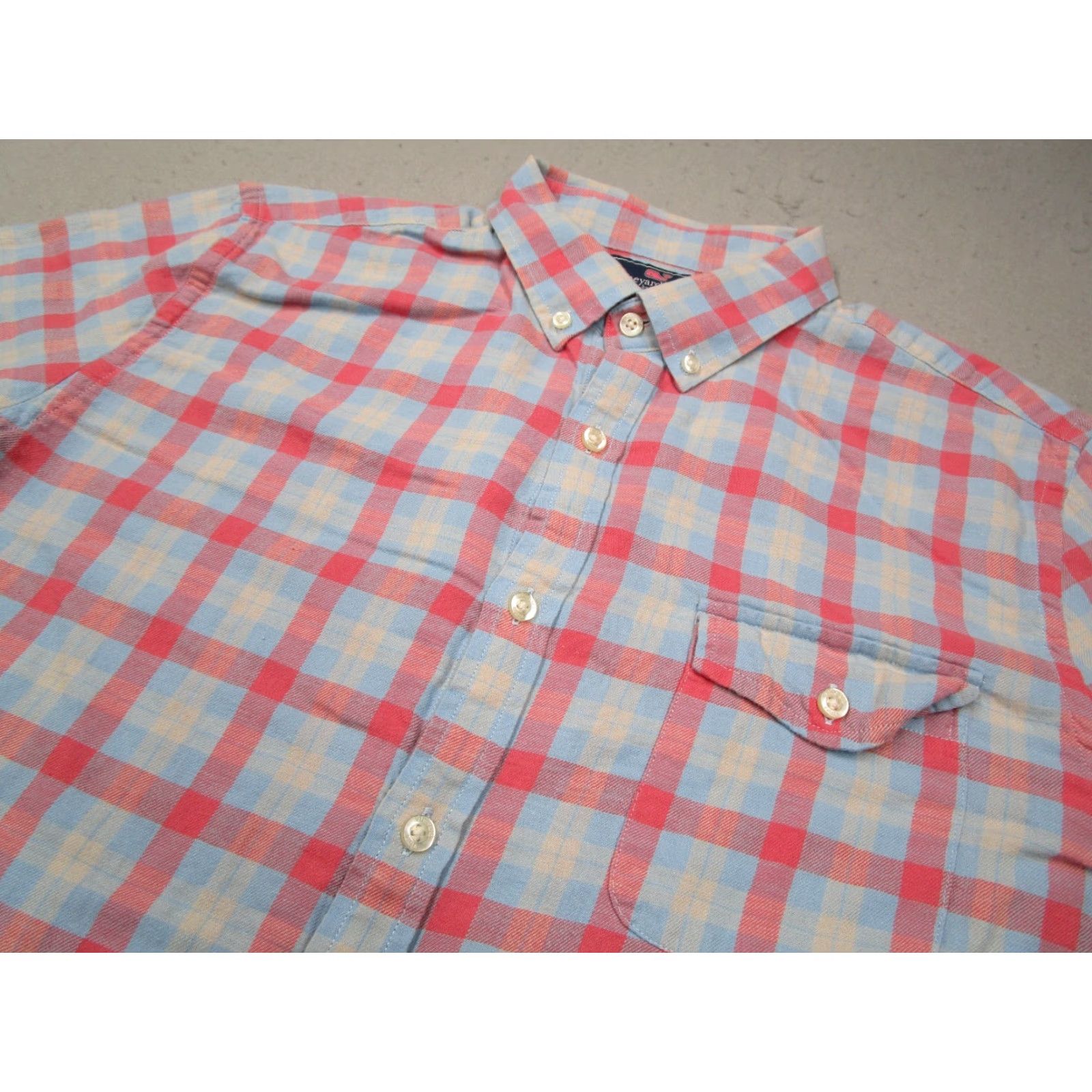 Vineyard Vines VINTAGE Vineyard Vines Men's Slim Fit Check Button-Up Shirt L Pink Cotton Linen Whale Logo Casual Size US L / EU 52-54 / 3 - 2 Thumbnail