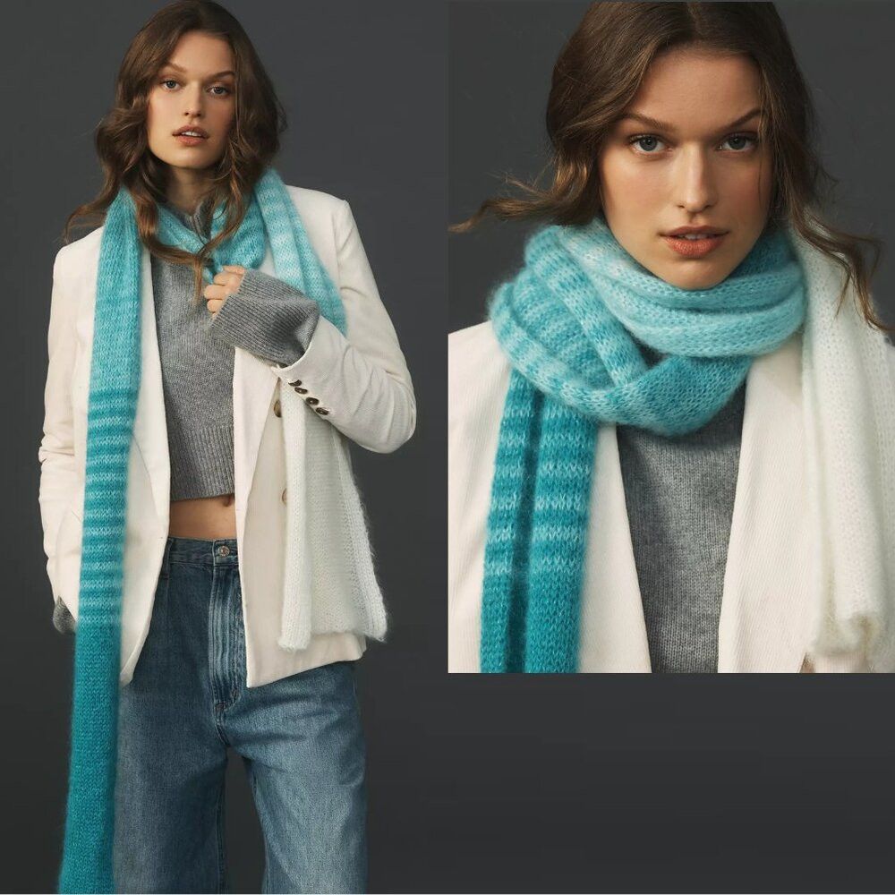 Anthropologie NWT New Anthropologie Wool Lightweight Stripe Scarf Made In Size ONE SIZE - 1 Thumbnail