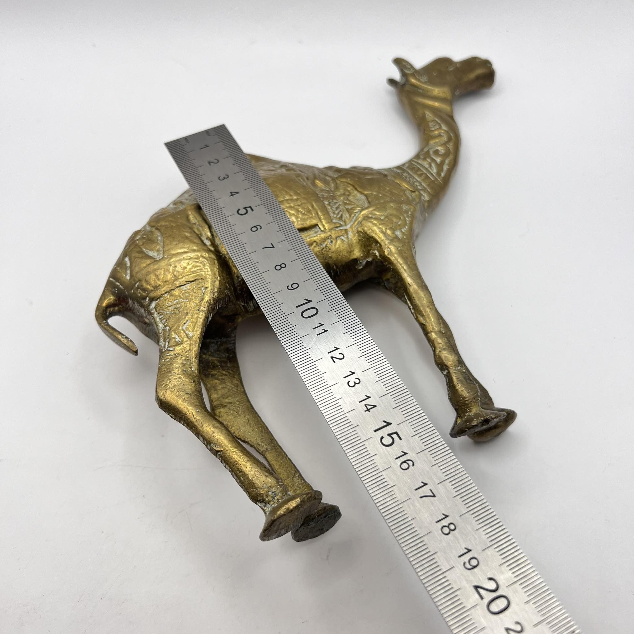 Vintage Large Vintage Brass Egyptian Etched Figure Statue Camel Home Size ONE SIZE - 6 Thumbnail