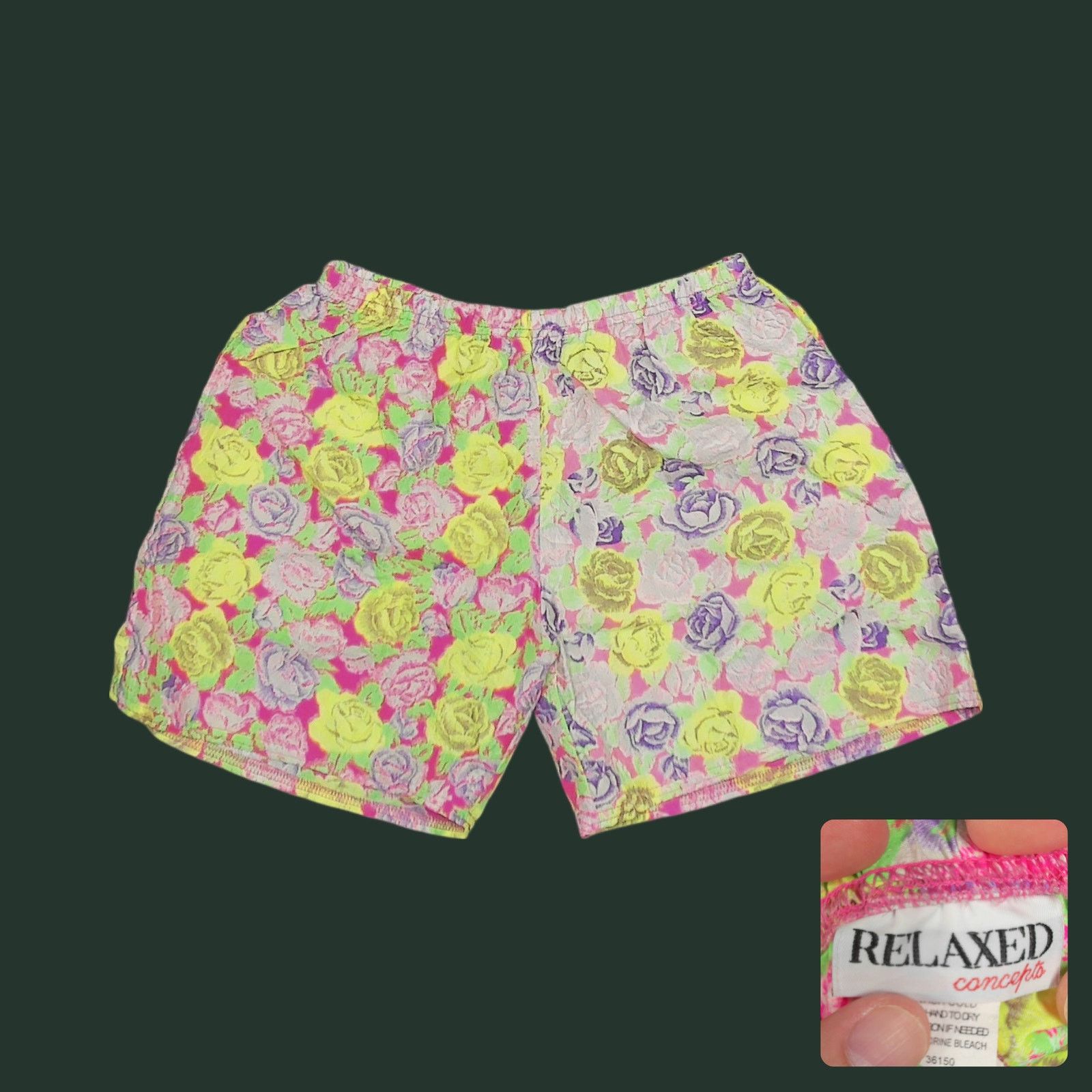 Vintage Vintage 1990s Neon Floral Wide-Leg Flowy Shorts Size 30" / US 8 / IT 44 - 1 Thumbnail