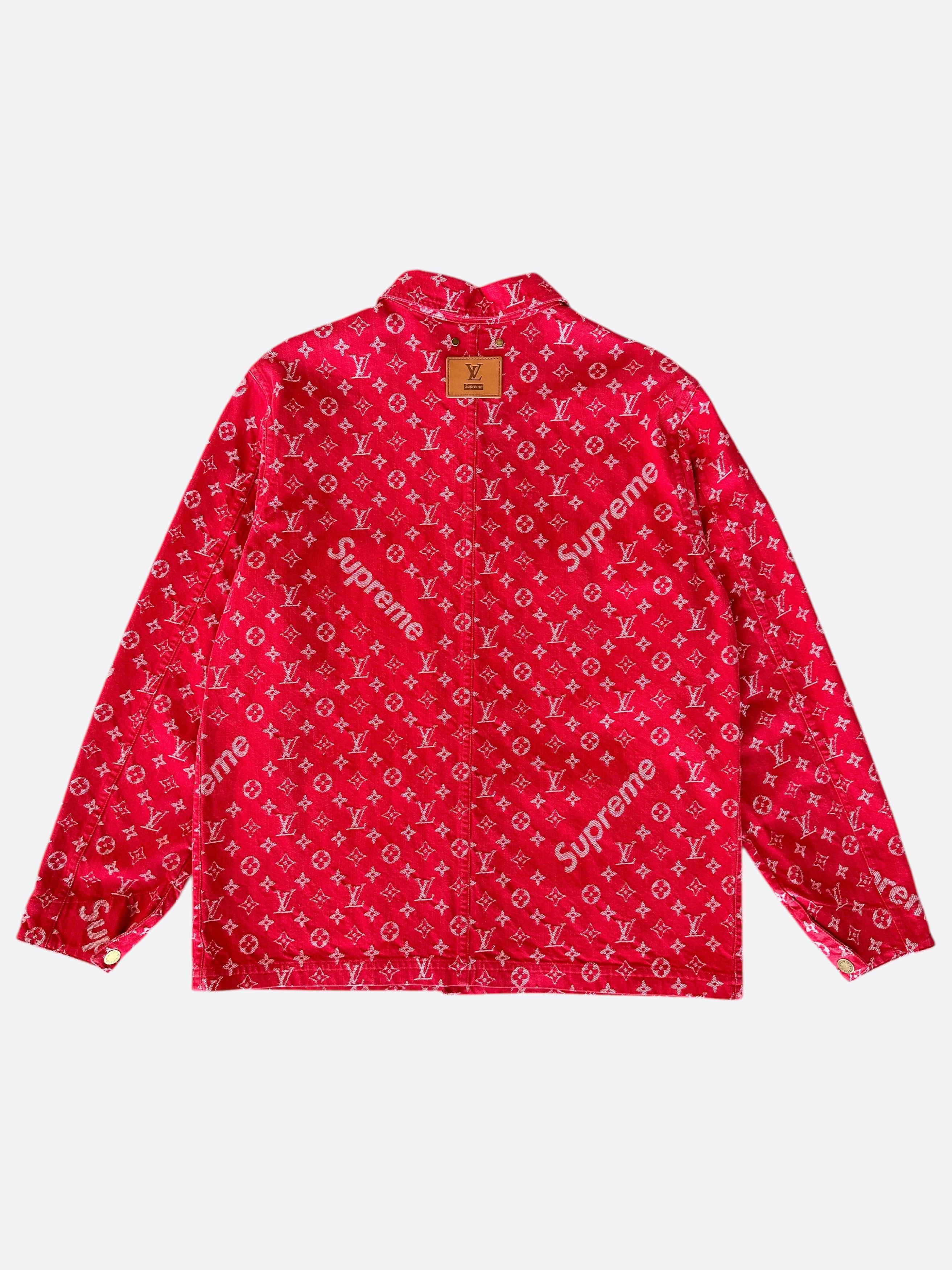 Red supreme lv jacket sales
