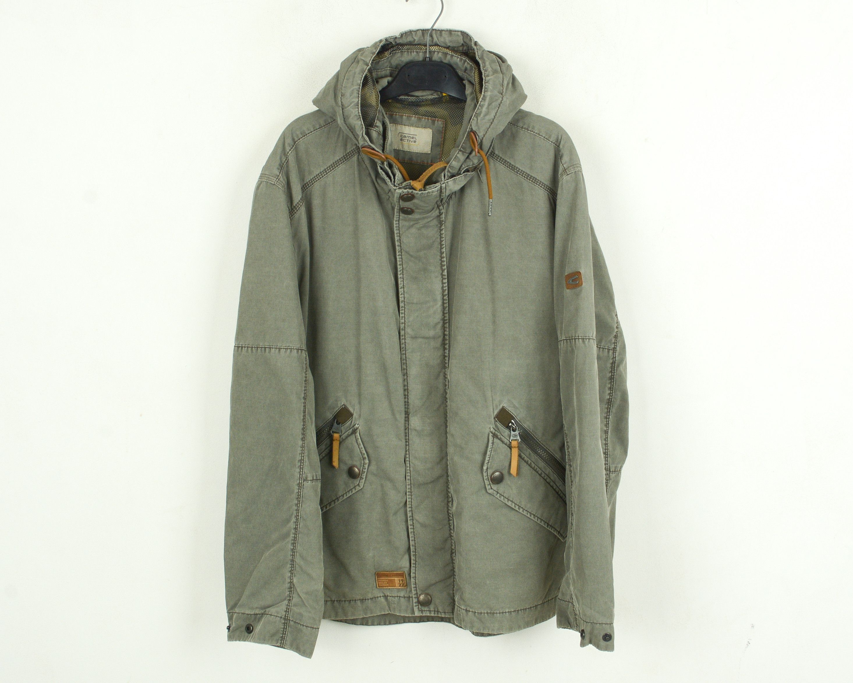 camel active Men Field Jacket M Cotton Coat Washed Khaki Hooded Size US M / EU 48-50 / 2 - 1 Thumbnail