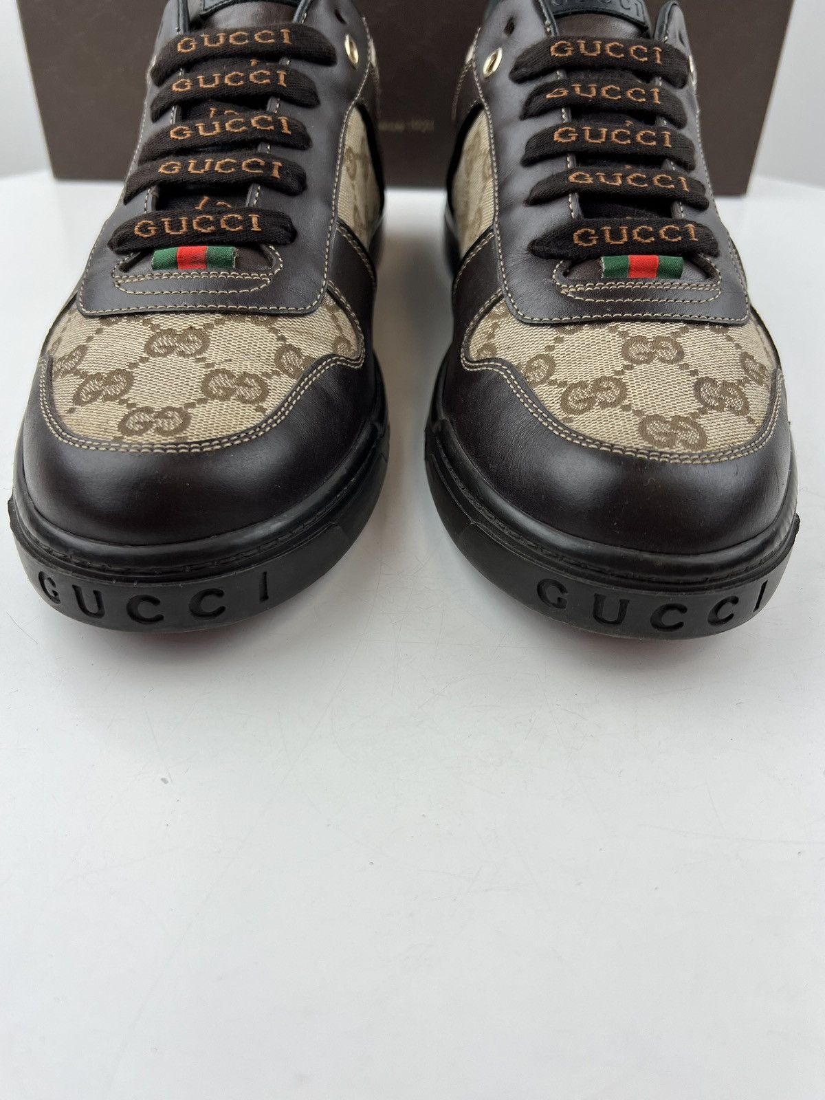 Gucci GUCCI Sneakers Leather Shoes GG Monogram Logo Brown Men’s Size US 9 / EU 42 - 6 Thumbnail