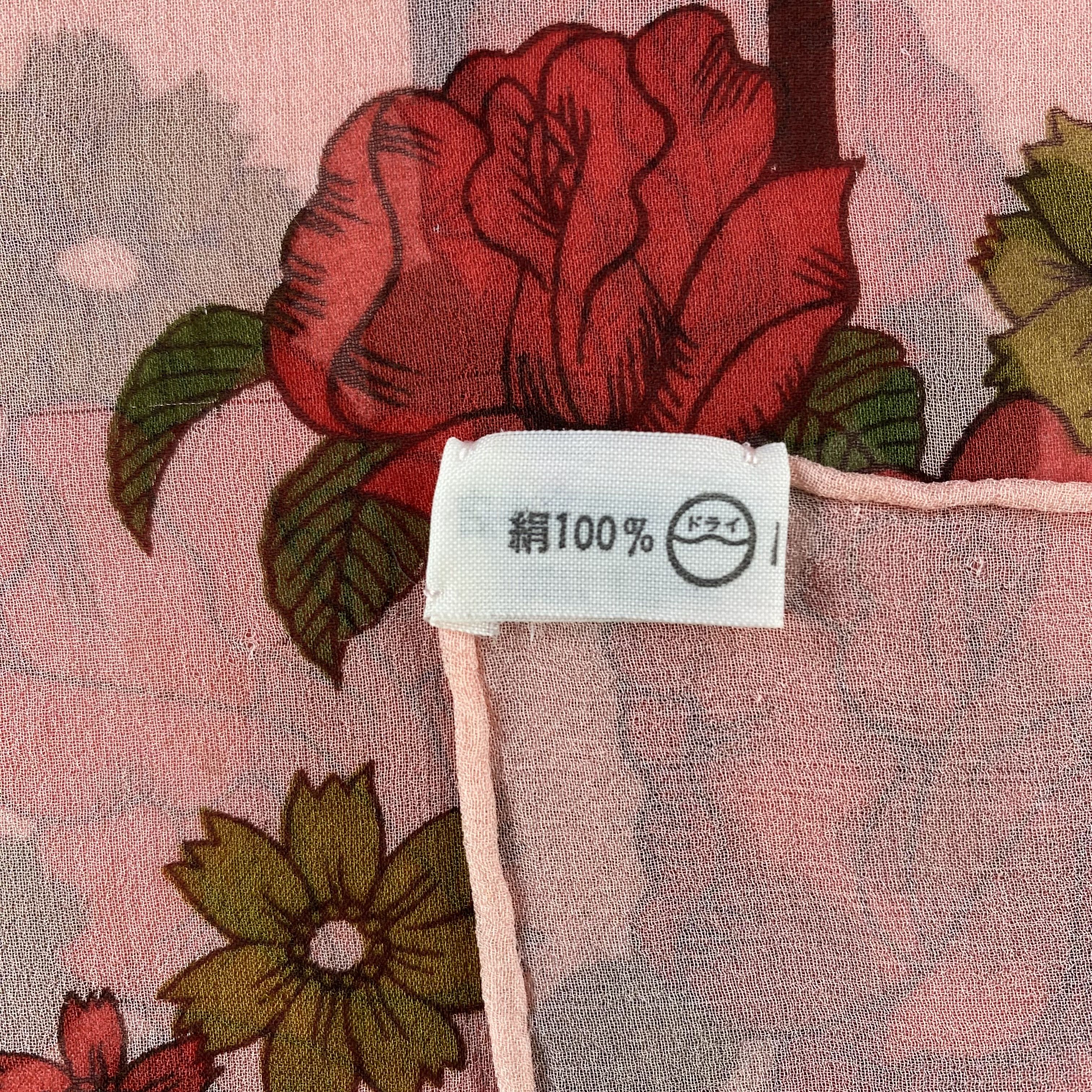 Japanese Brand × Vintage Vintage Silk Scarf Hand Rolled Floral SS059 Size ONE SIZE - 7 Thumbnail