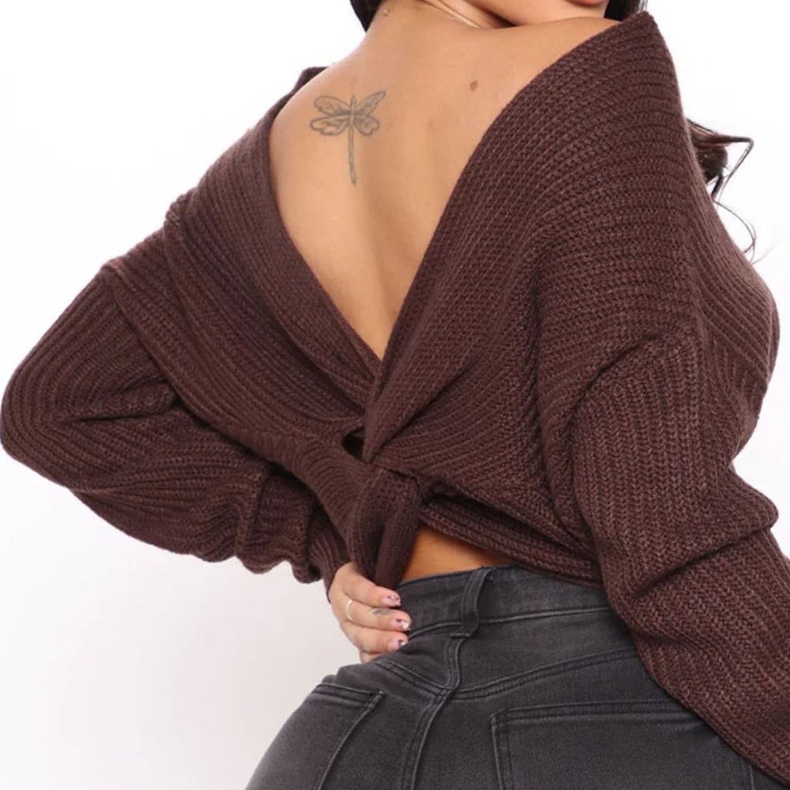 Other Reversible Twisted Knit Long Sleeve Fall Sweater Burgundy M Size M / US 6-8 / IT 42-44 - 14 Thumbnail