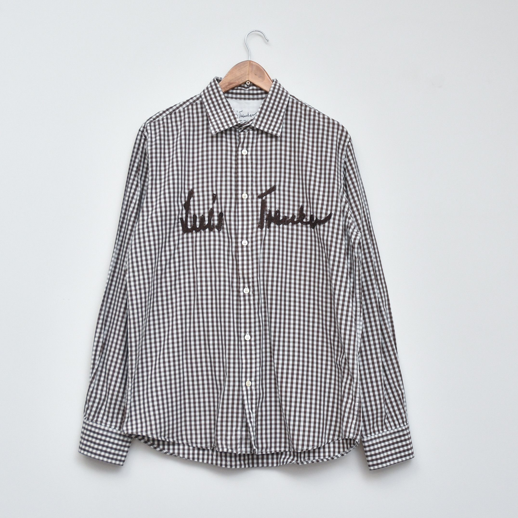 Man Made In Australia Luis Trenker Gingham Check Shirt Script Embroidery Logo Size US XL / EU 56 / 4 - 1 Thumbnail