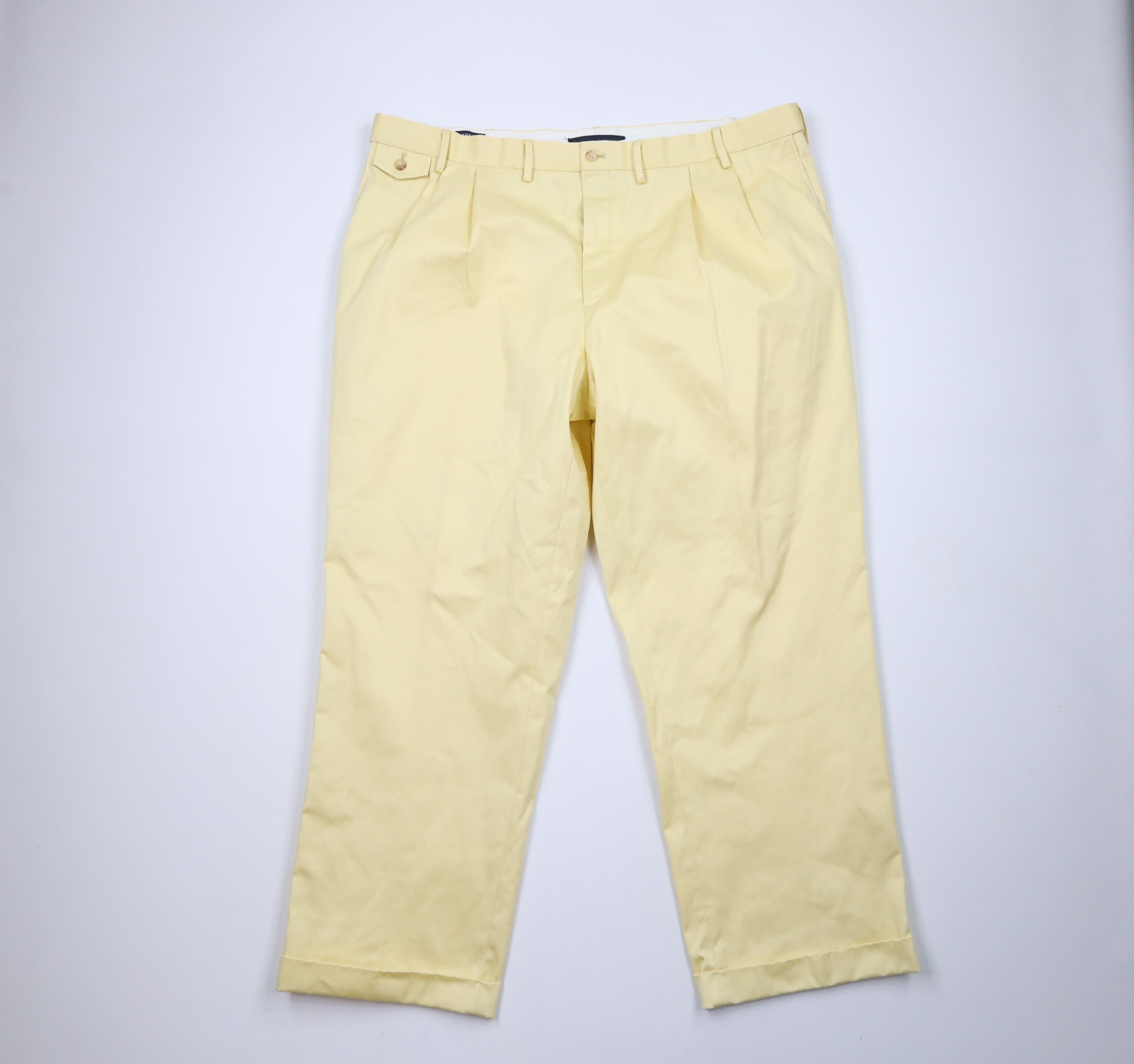Lands' End × Vintage Vintage 90s Lands End Pleated Cuffed Wide Leg Chino Pants Size US 44 / EU 60 - 1 Thumbnail