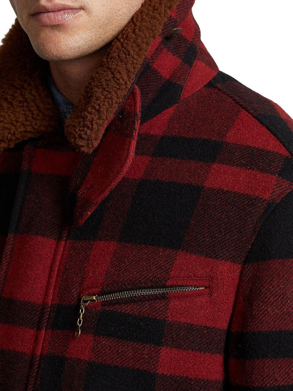 Polo Ralph Lauren Polo Ralph Lauren Shearling-Collar Plaid Barn Coat Sz Small Size US S / EU 44-46 / 1 - 4 Thumbnail