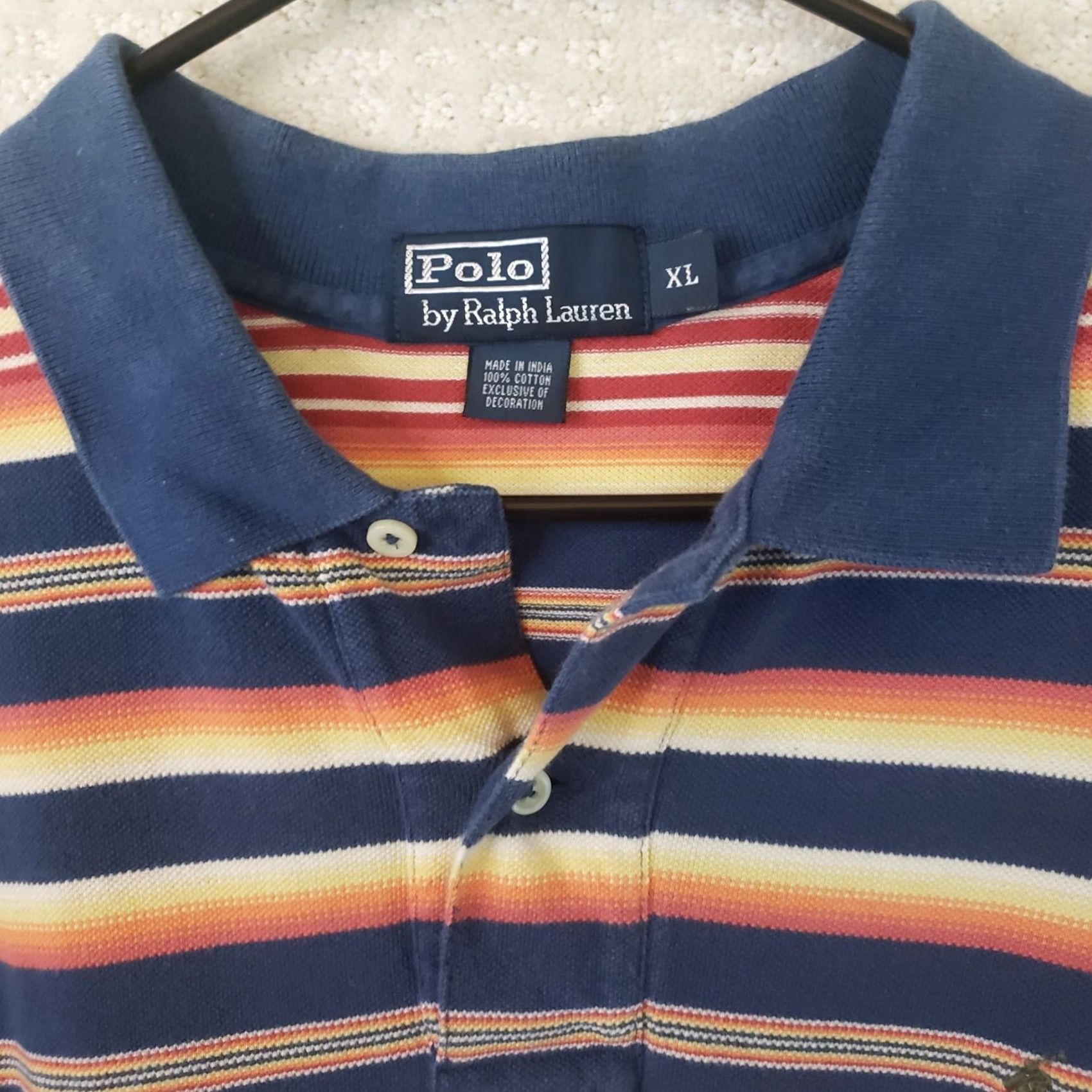 Ralph Lauren Polo Ralph Lauren Polo Shirt Multicolor Striped XL Men’s Regular Fit Short Sleeve Button-Down Collar 100% Cotton USA Flag Preppy Classic Size US XL / EU 56 / 4 - 5 Thumbnail
