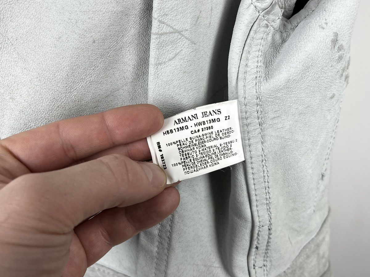 Armani × Vintage Armani Jeans Vintage Grey Leather Rare Streetwear Jacket Size S / US 4 / IT 40 - 8 Thumbnail