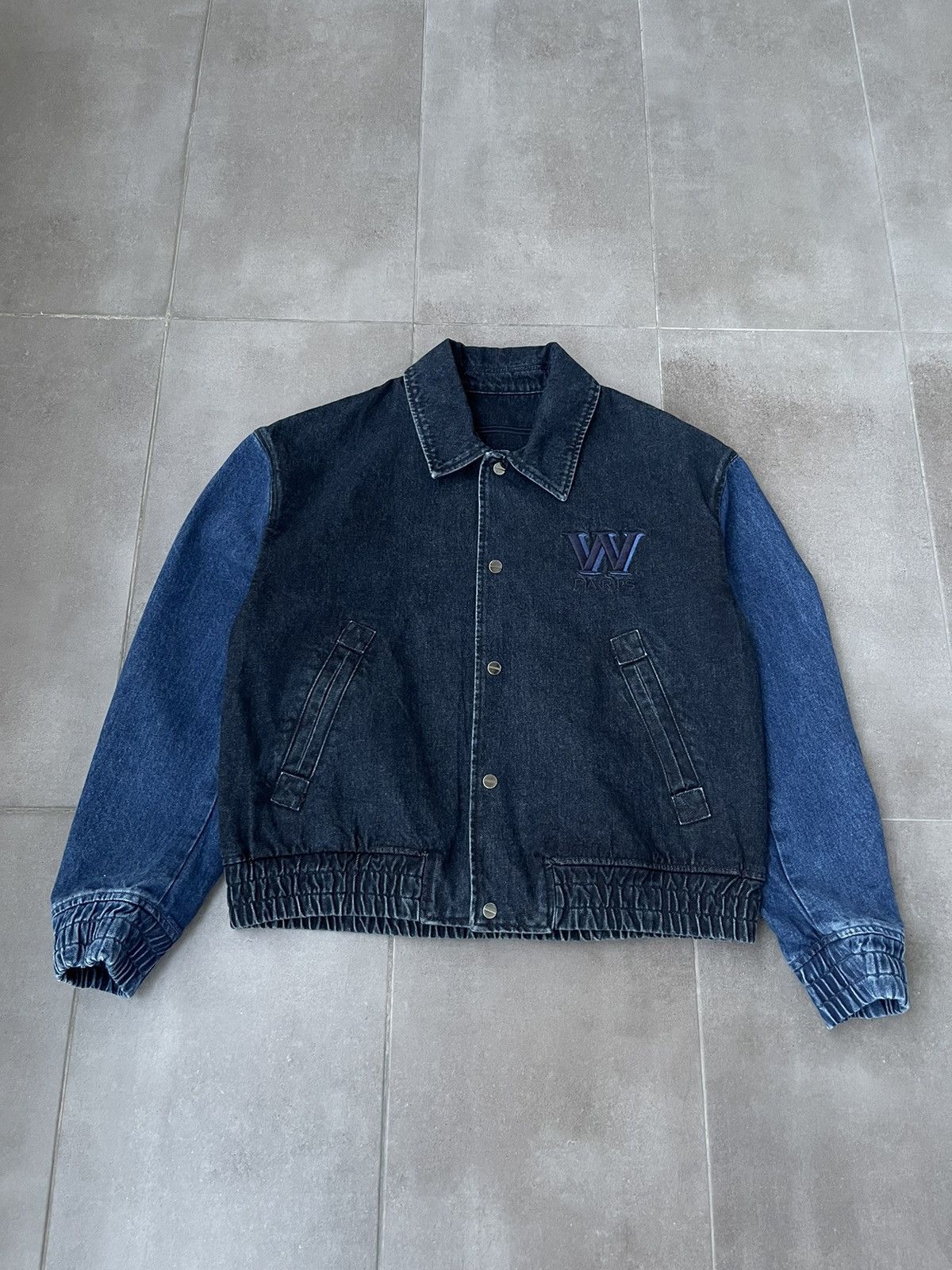 Wooyoungmi !DS! AW23 Wooyoungmi Navy Varsity Denim Jumper Jacket Size US L / EU 52-54 / 3 - 3 Thumbnail