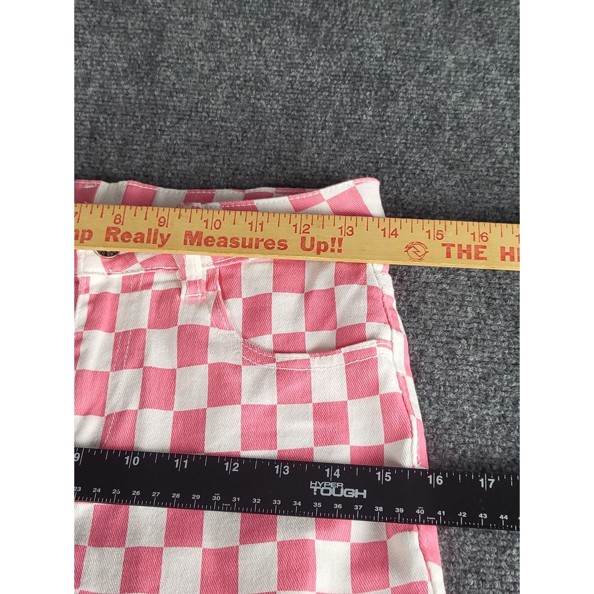 Jean Pink Checkered Bell Bottom Denim Jeeans Women Sz 4 Hipster L Size 27" / US 4 / IT 40 - 8 Thumbnail