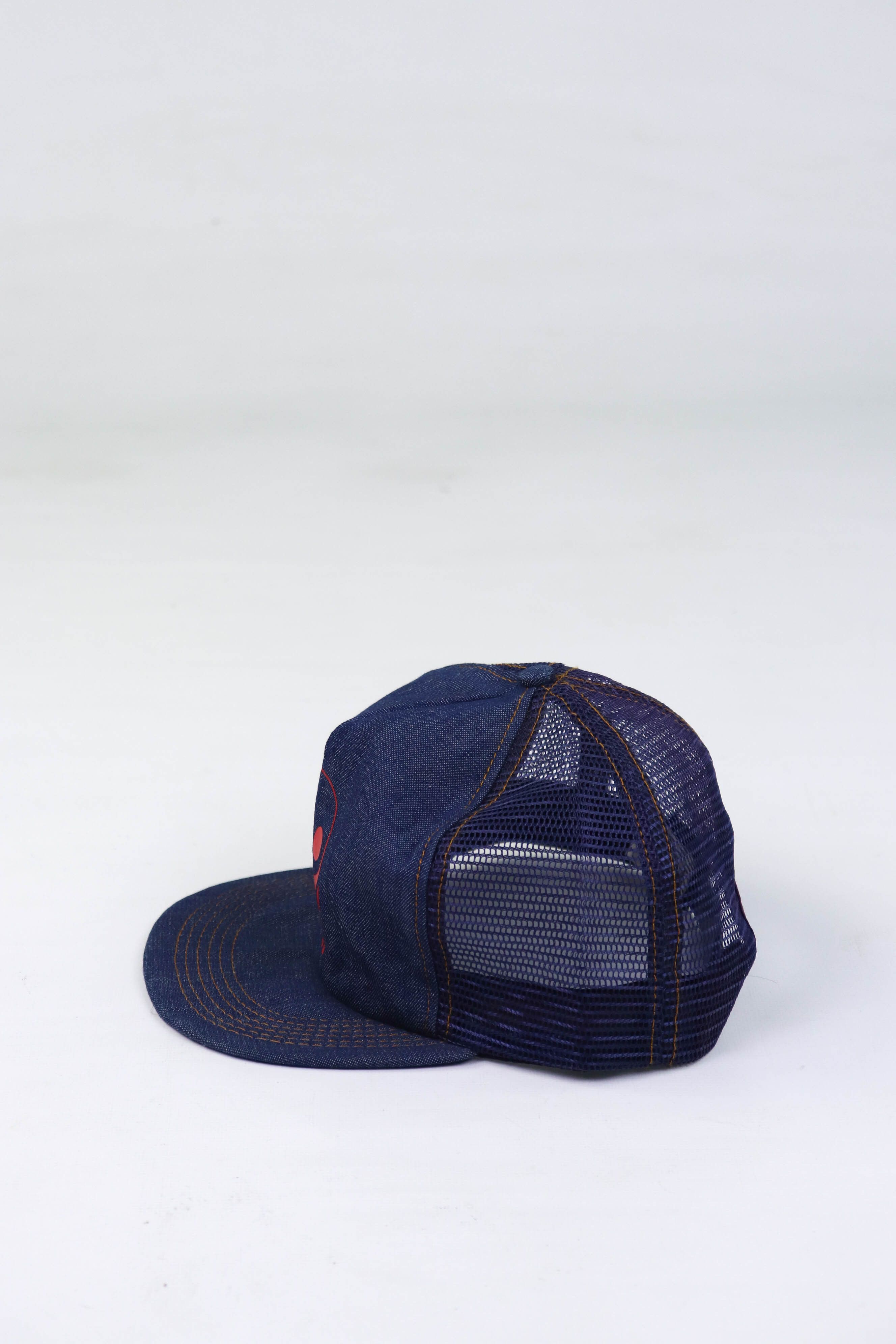 Vintage Asten Fabrics Yin Yang Made in USA Vintage Blue Trucker Cap Size ONE SIZE - 3 Thumbnail