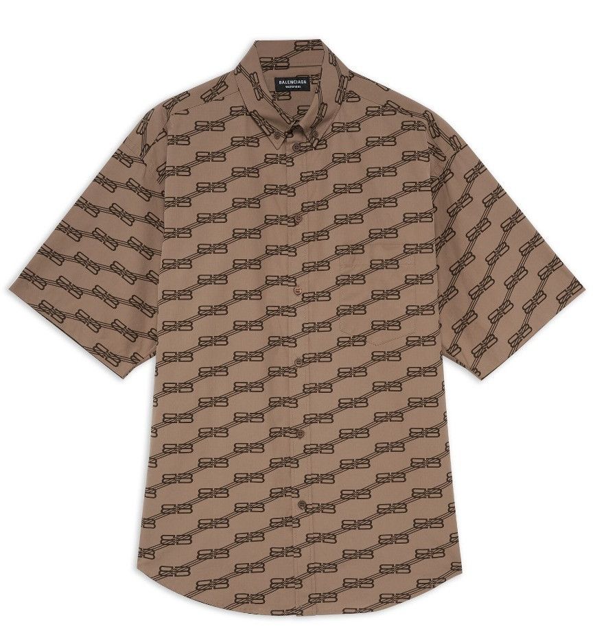 Balenciaga o1bcso1str0625 BB Monogram Short Sleeve Shirt Large Fit Size US S / EU 44-46 / 1 - 1 Thumbnail