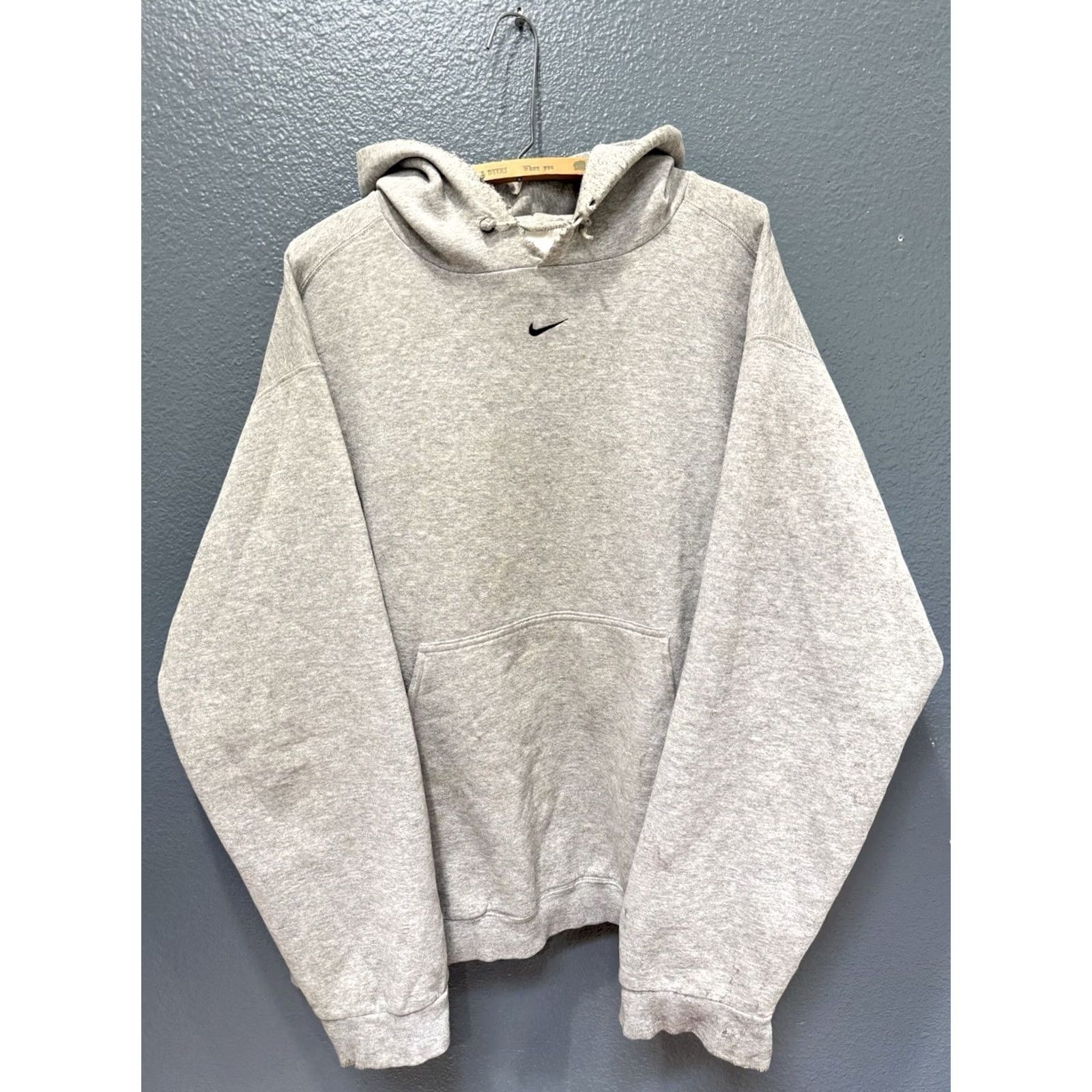Nike VINTAGE Nike Center Check Swoosh Gray Hoodie Men XL 90s Mens Pullover Size US XL / EU 56 / 4 - 3 Thumbnail