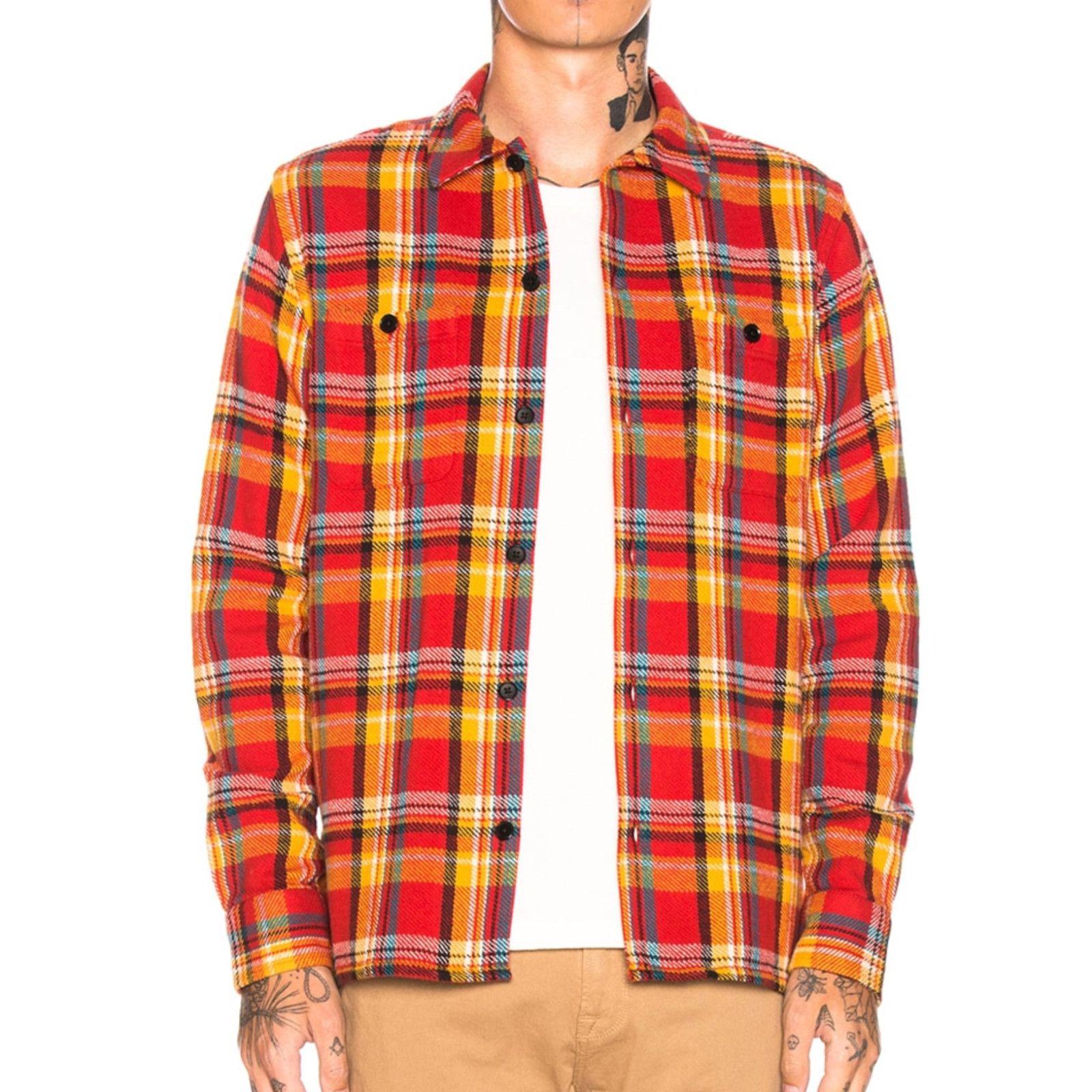 Frame FRAME Denim Button up Flannel Shirt Jacket Dark Rouge multi Size US S / EU 44-46 / 1 - 1 Thumbnail
