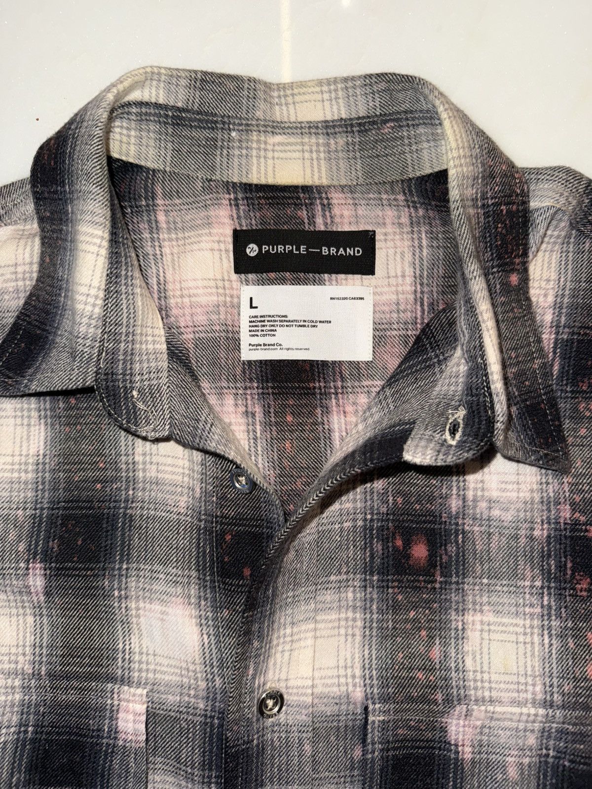 Purple Brand Purple Brand Grey and White Button Up Flannel Size US L / EU 52-54 / 3 - 6 Thumbnail