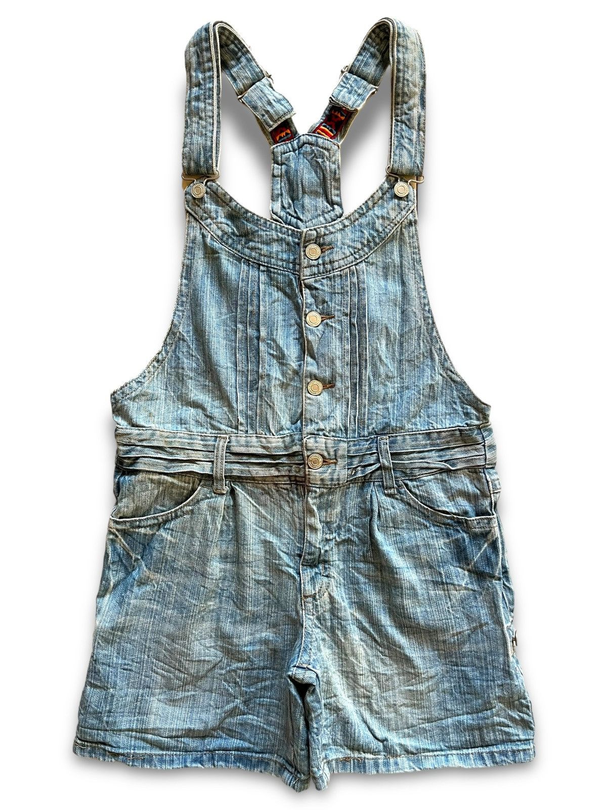 image of Avant Garde Vintage Japanese Distressed Denim Shortalls Overalls in Blue, Women's (Size 33)