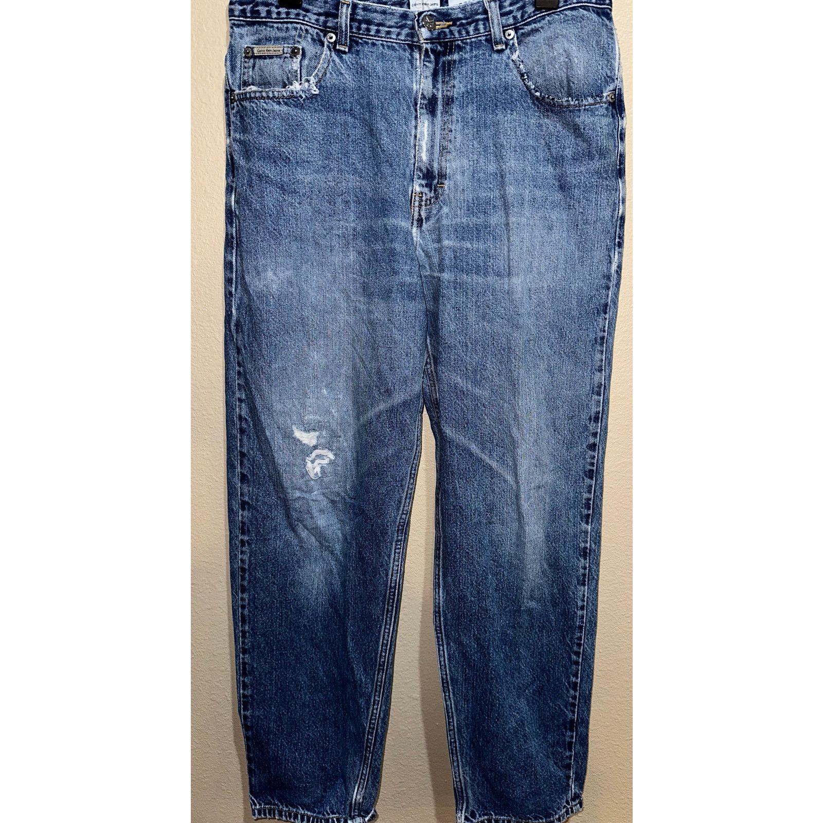 Calvin Klein Vintage Calvin Klein Jeans 34x30 Distressed Blue Denim Size US 34 / EU 50 - 1 Thumbnail