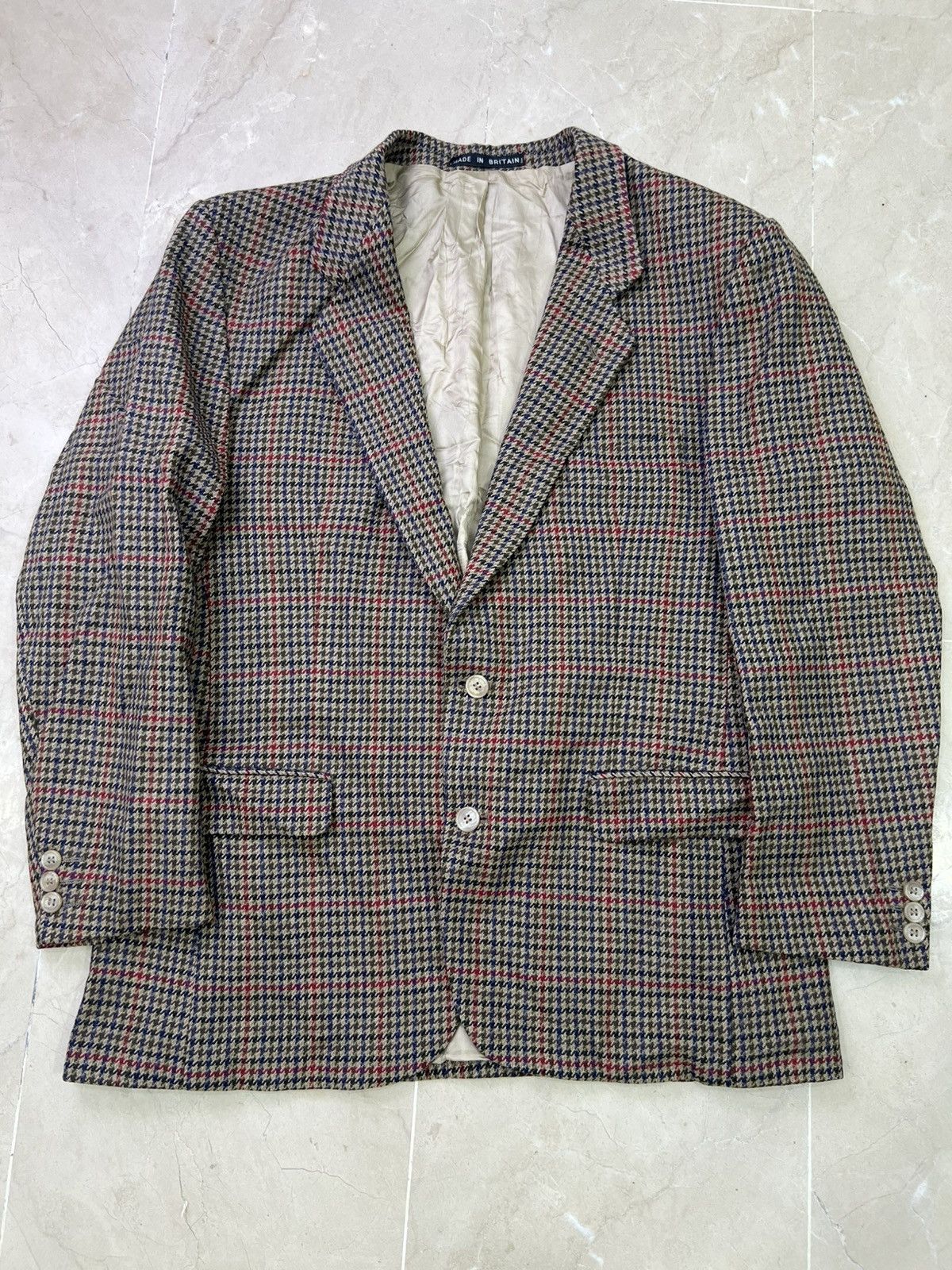 Other Vintage British Pure New Wool Houndstooth Tweed Blazer Size 50R - 1 Thumbnail