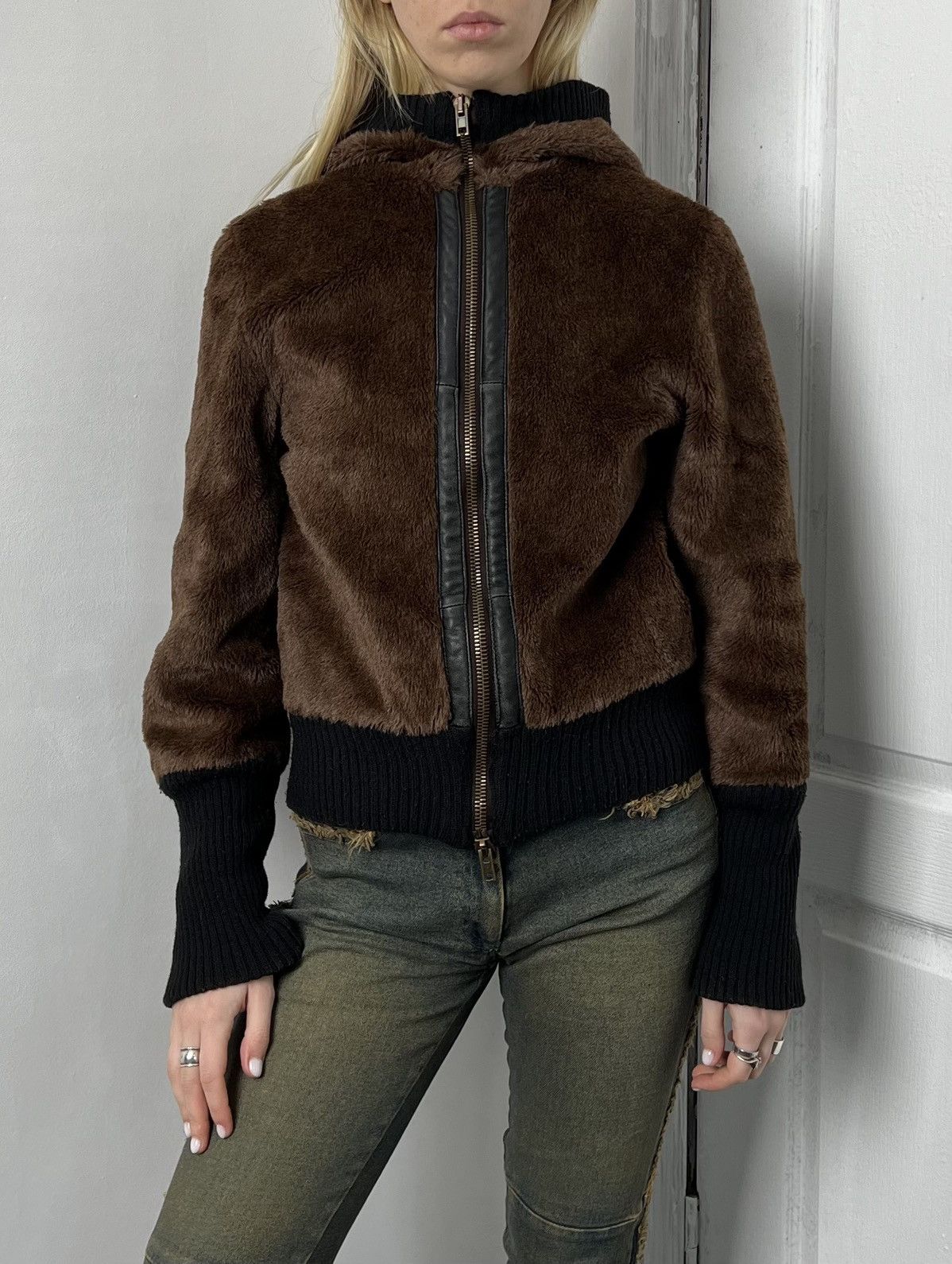 image of Archival Clothing x Avant Garde Vintage Japanese Fur Hooded Zip Jacket in Brown, Women's (Size Smal
